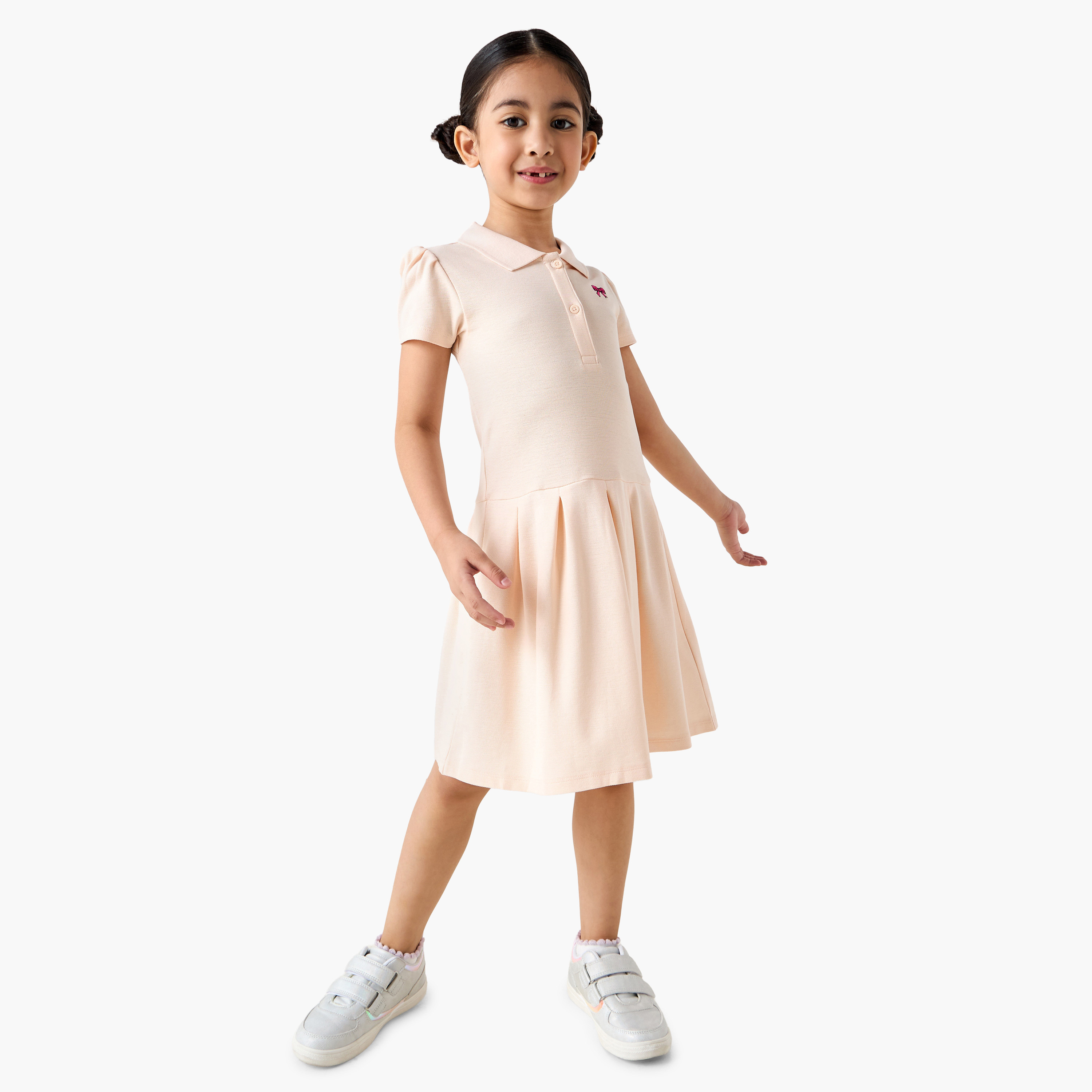 Juniors Floral Embroidered Polo Dress with Short Sleeves-girls-clothing-dressesandjumpsuits-image-2