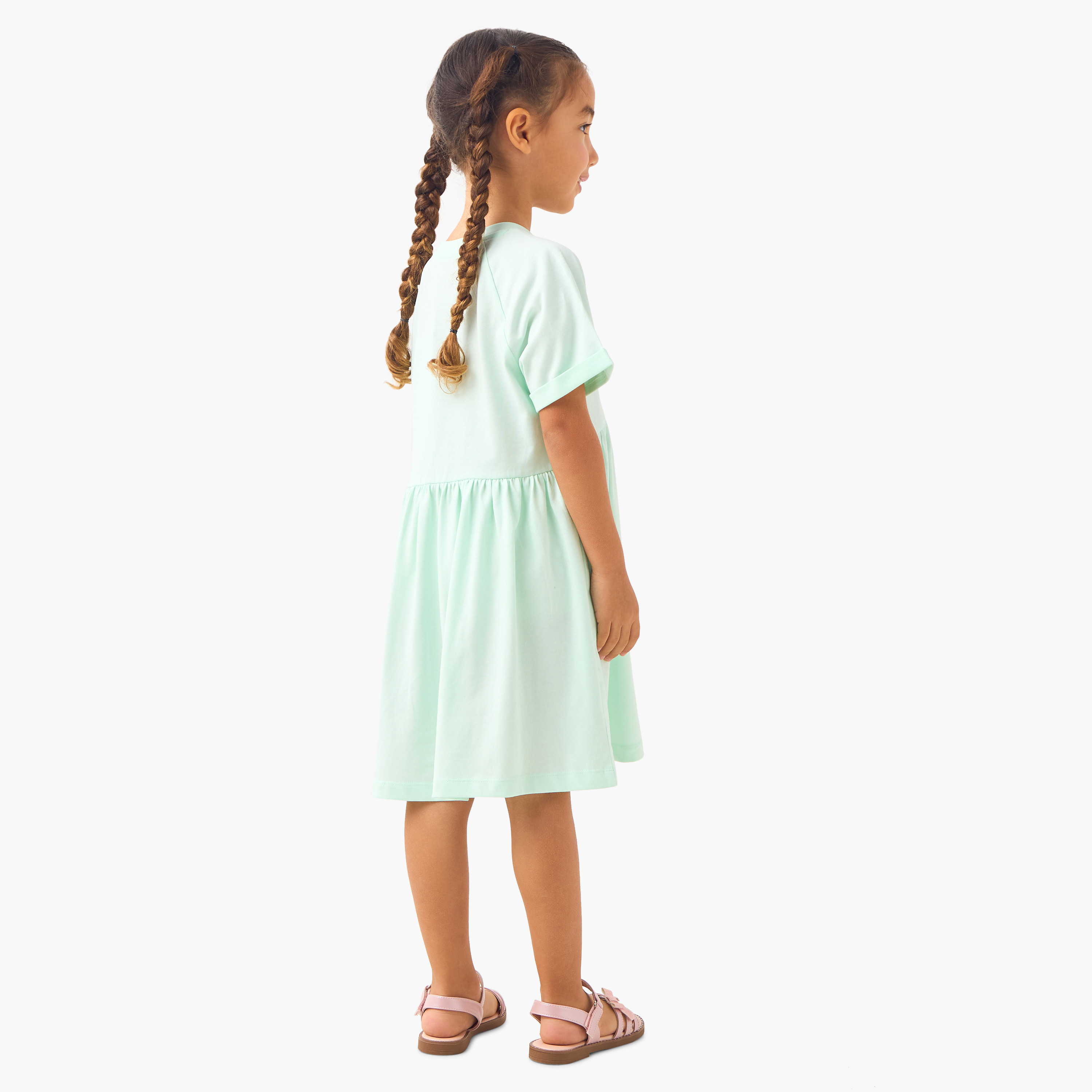 Juniors Graphic Print A-Line Dress with Raglan Sleeves-girls-clothing-dressesandjumpsuits-image-3