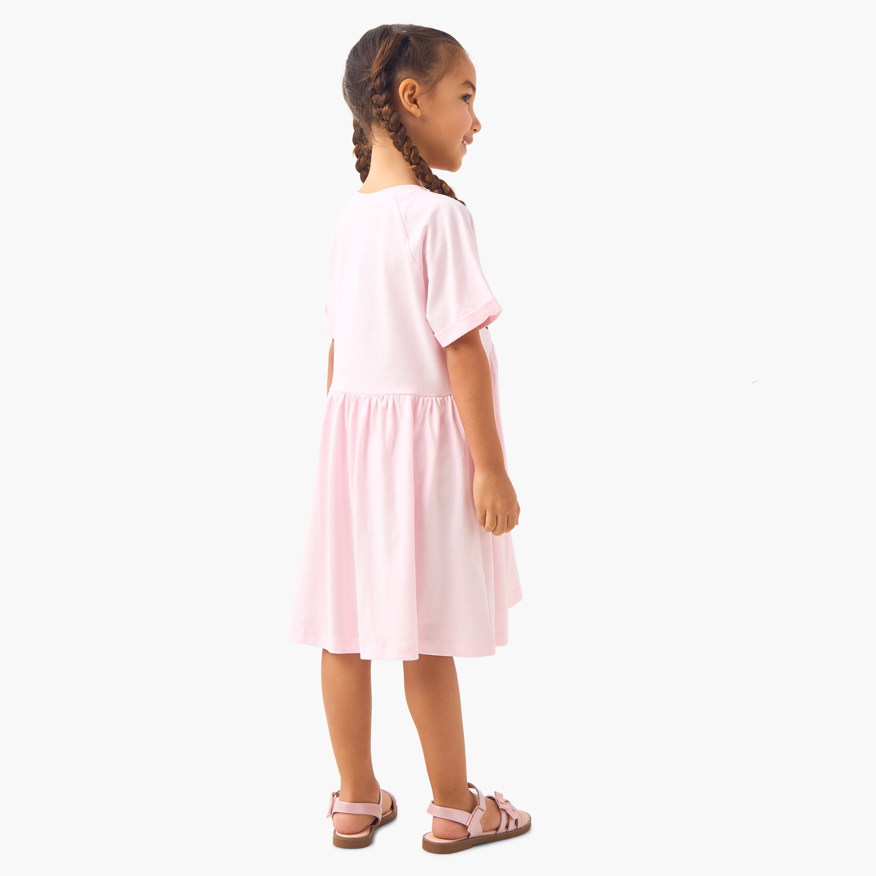 Juniors Embellished Print A-Line Dress with Raglan Sleeves-girls-clothing-dressesandjumpsuits-image-3