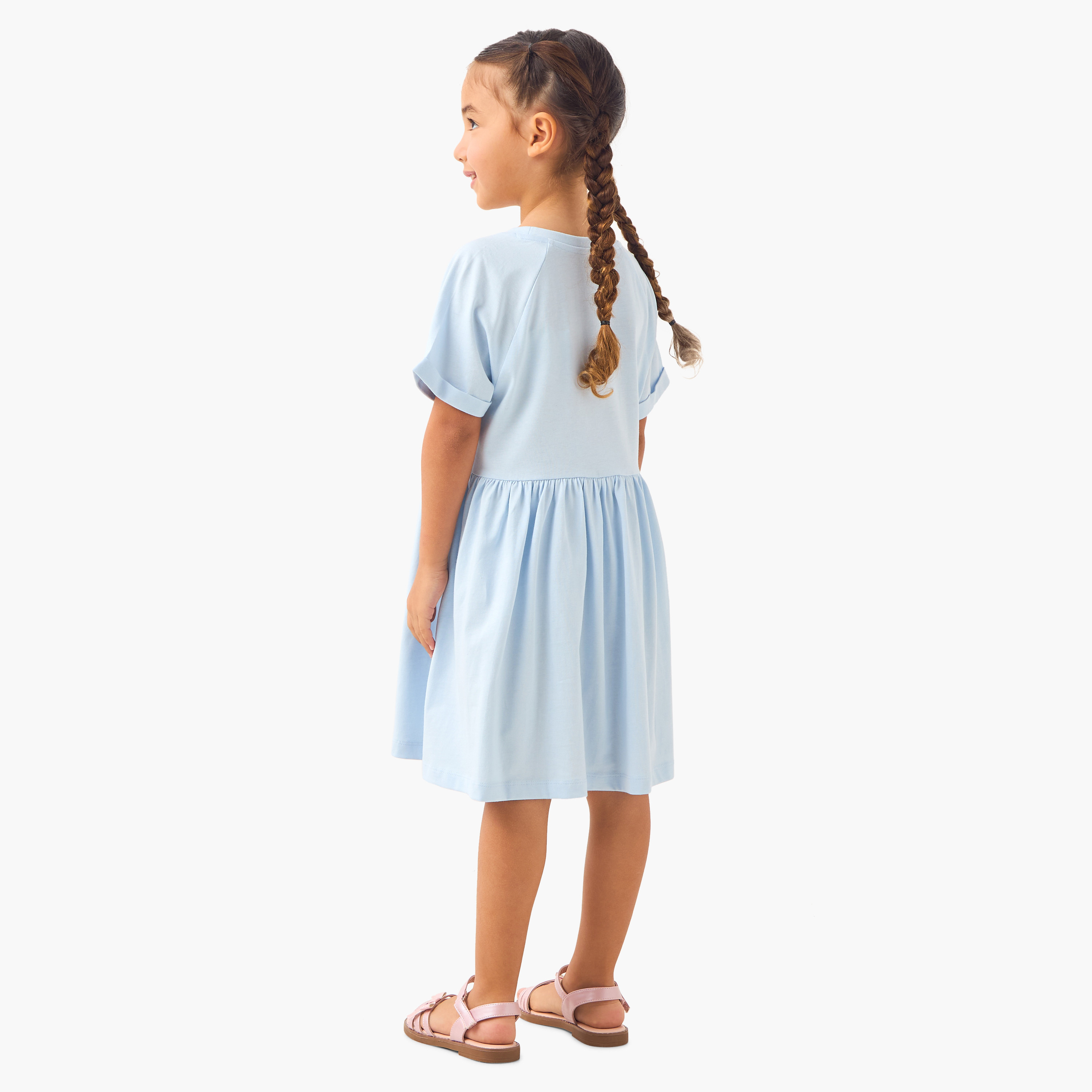 Juniors Heart Print A-line Dress with Raglan Sleeves-girls-clothing-dressesandjumpsuits-image-3