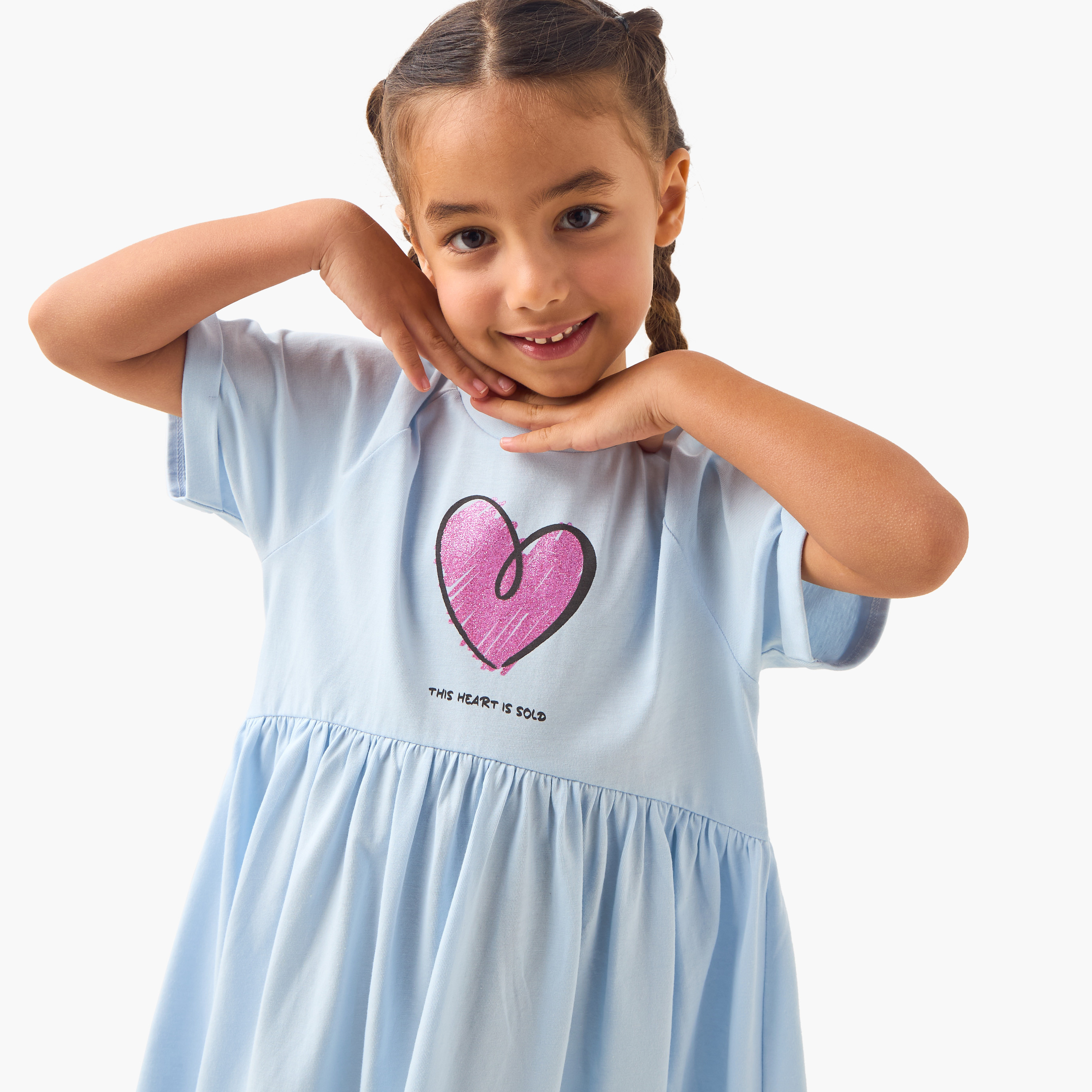 Juniors Heart Print A-line Dress with Raglan Sleeves-girls-clothing-dressesandjumpsuits-image-4
