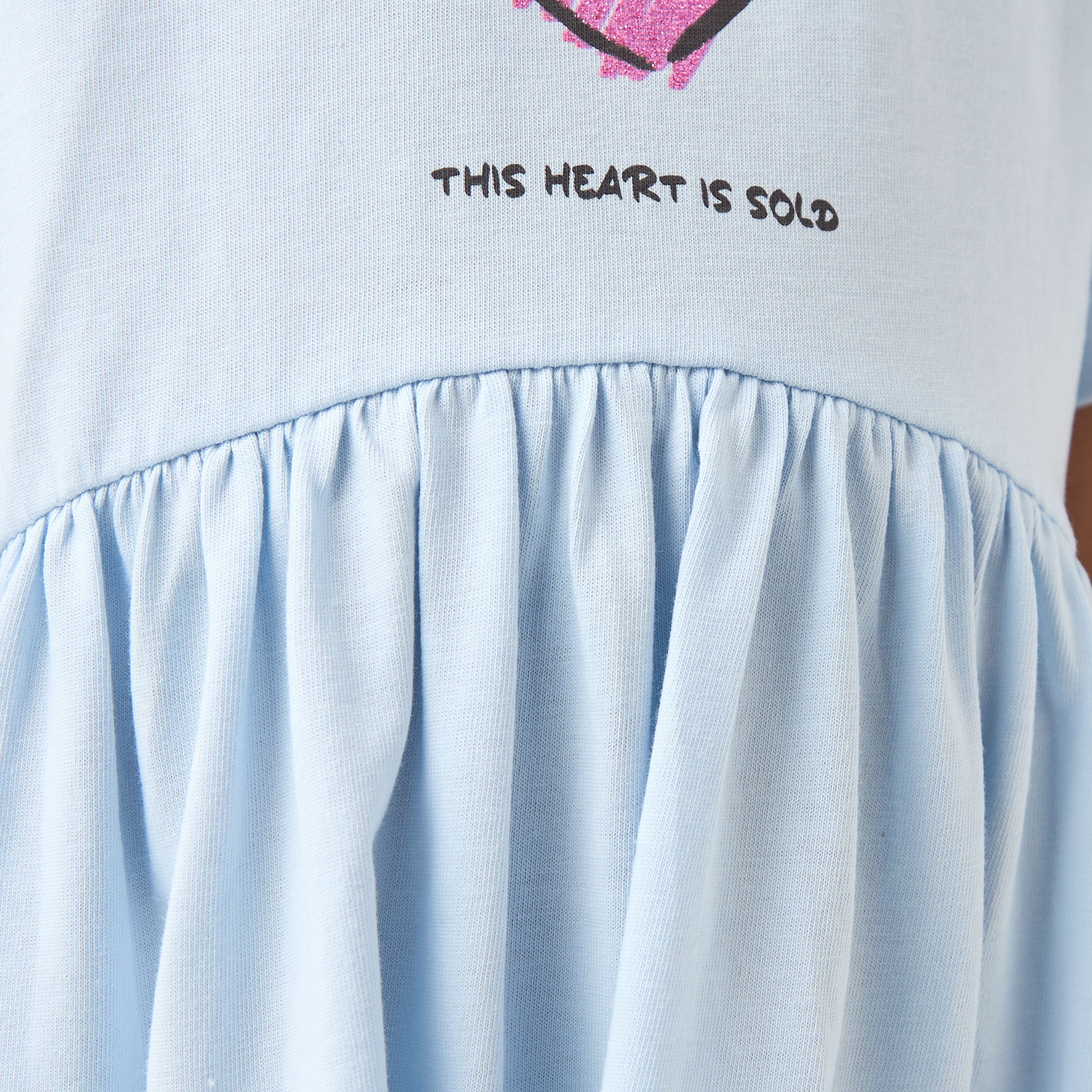 Juniors Heart Print A-line Dress with Raglan Sleeves-girls-clothing-dressesandjumpsuits-image-5