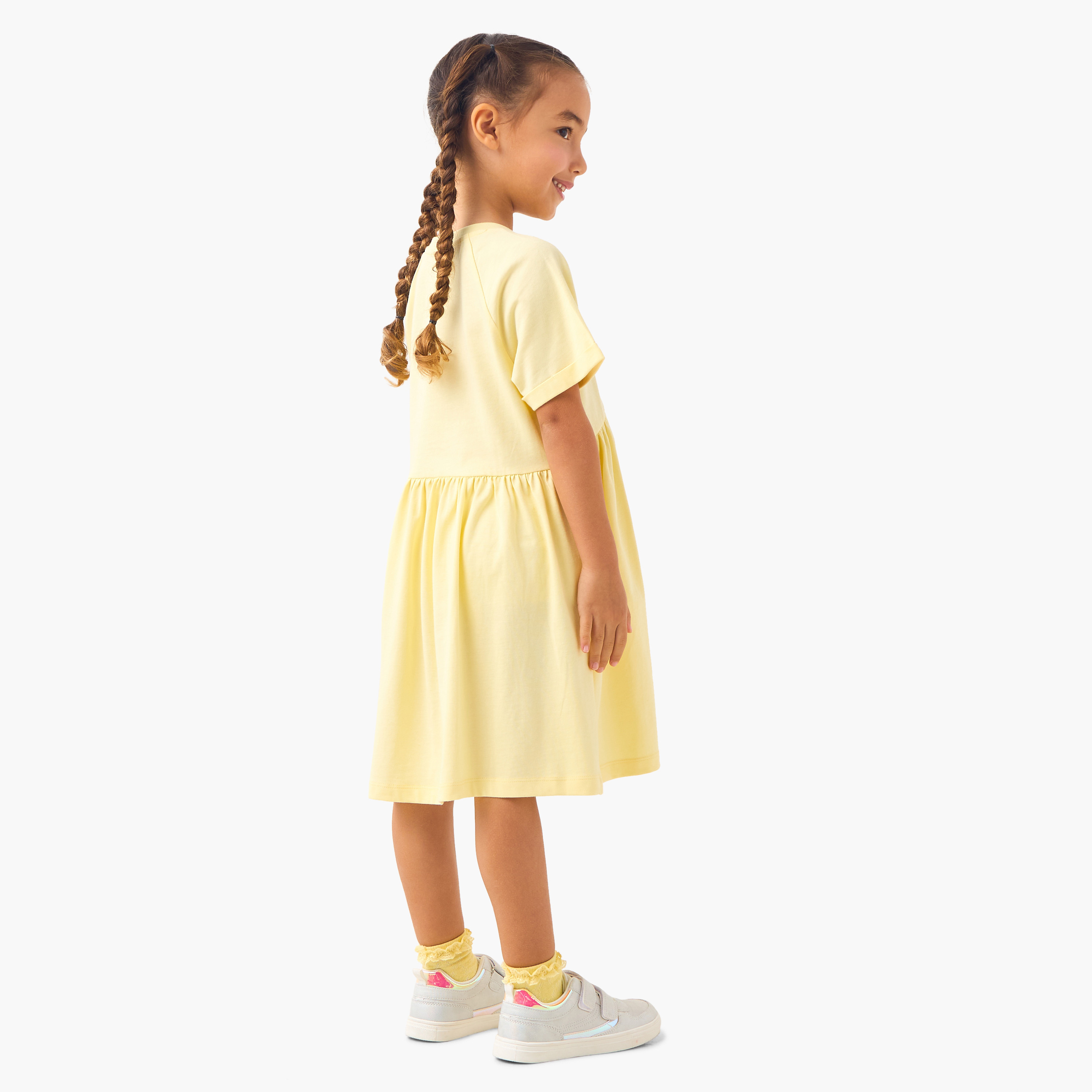 Juniors Printed A-Line Dress with Raglan Sleeves-girls-clothing-dressesandjumpsuits-image-3