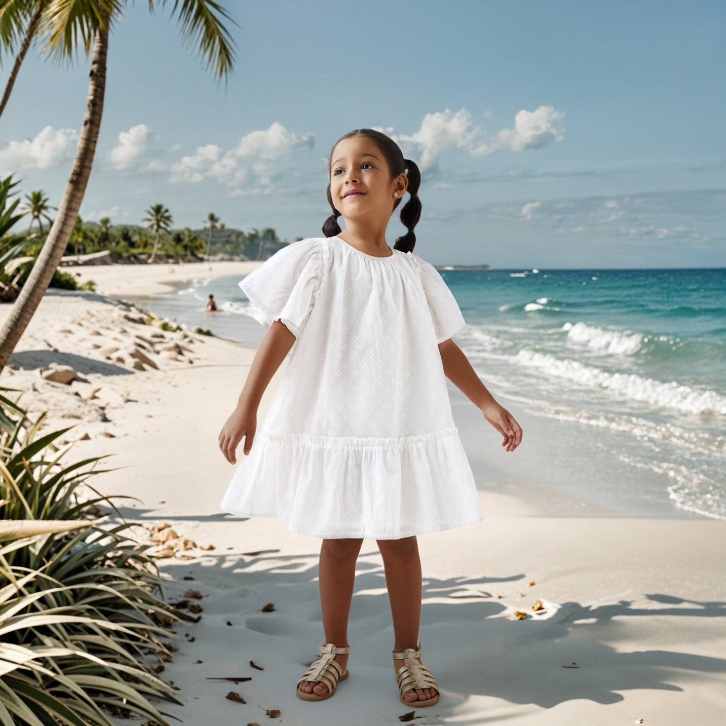 Juniors Textured Dress with Flutter Sleeves-girls-clothing-dressesandjumpsuits-image-2