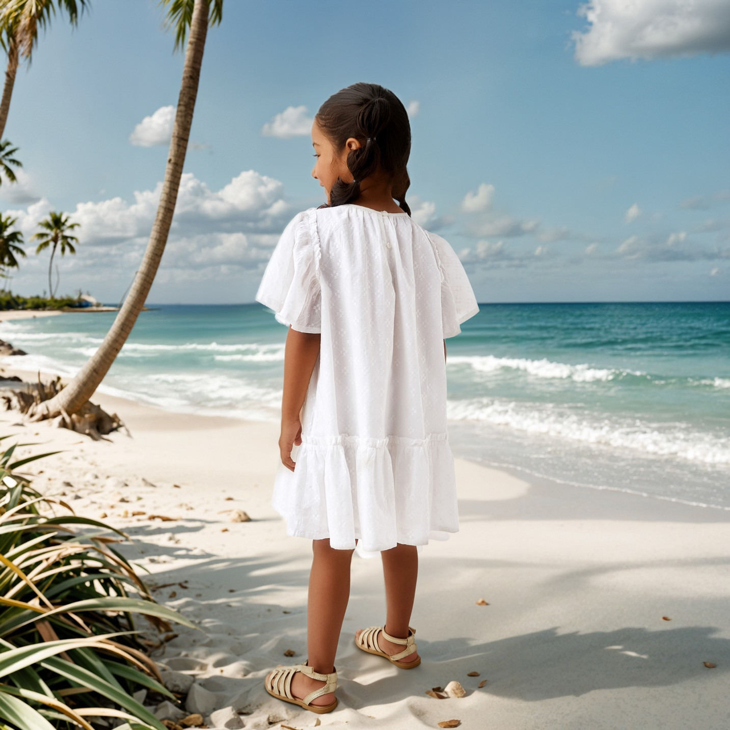 Juniors Textured Dress with Flutter Sleeves-girls-clothing-dressesandjumpsuits-image-3