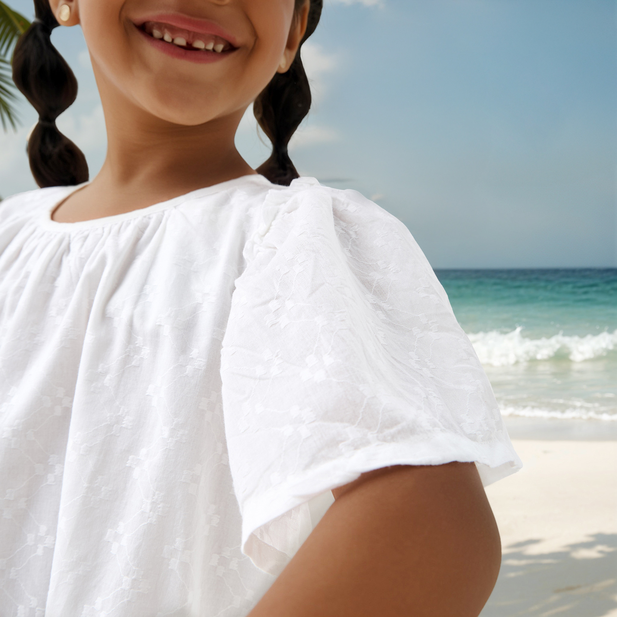 Juniors Textured Dress with Flutter Sleeves-girls-clothing-dressesandjumpsuits-image-4