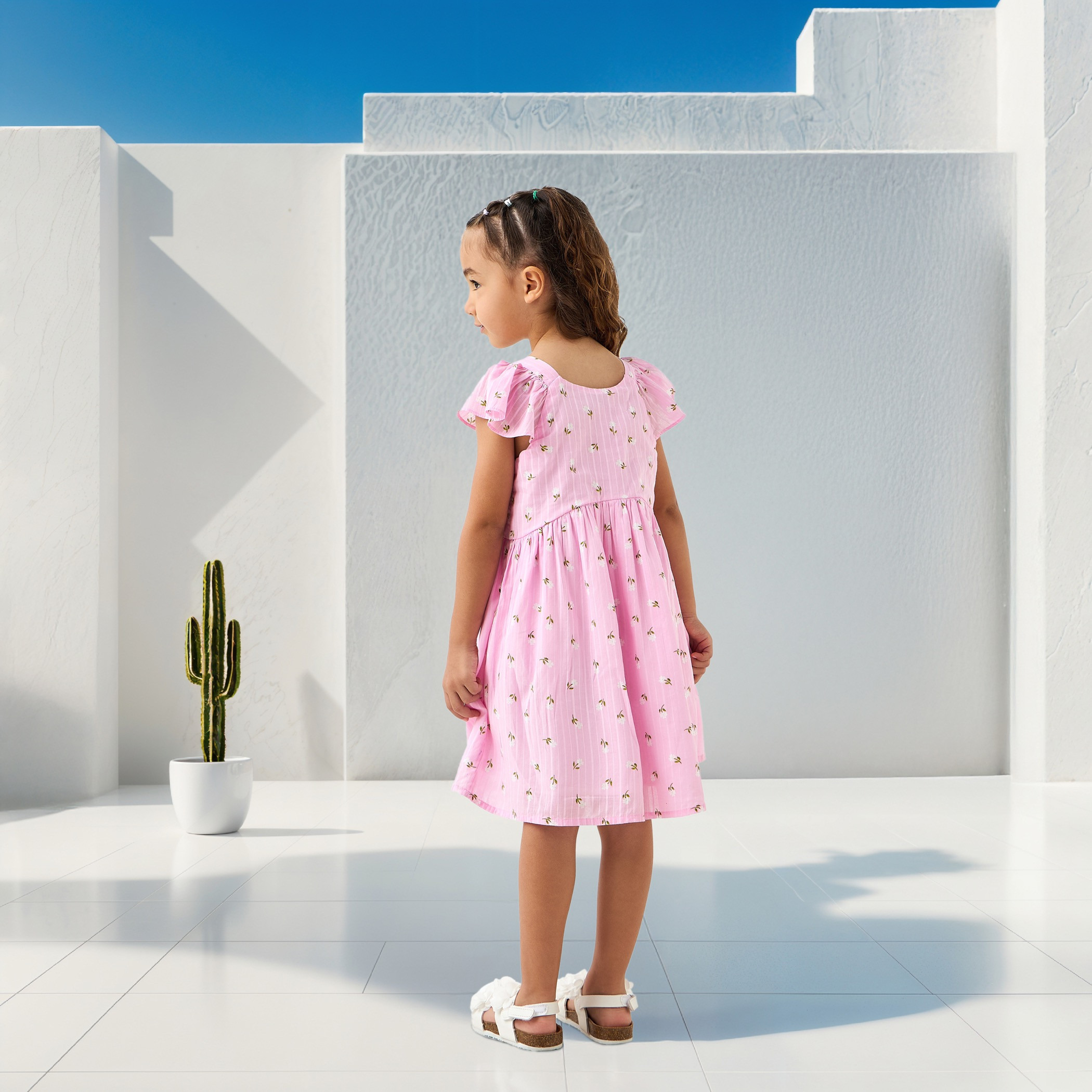 Juniors All-Over Floral Print V-neck Dress with Flutter Sleeves-girls-clothing-dressesandjumpsuits-image-3