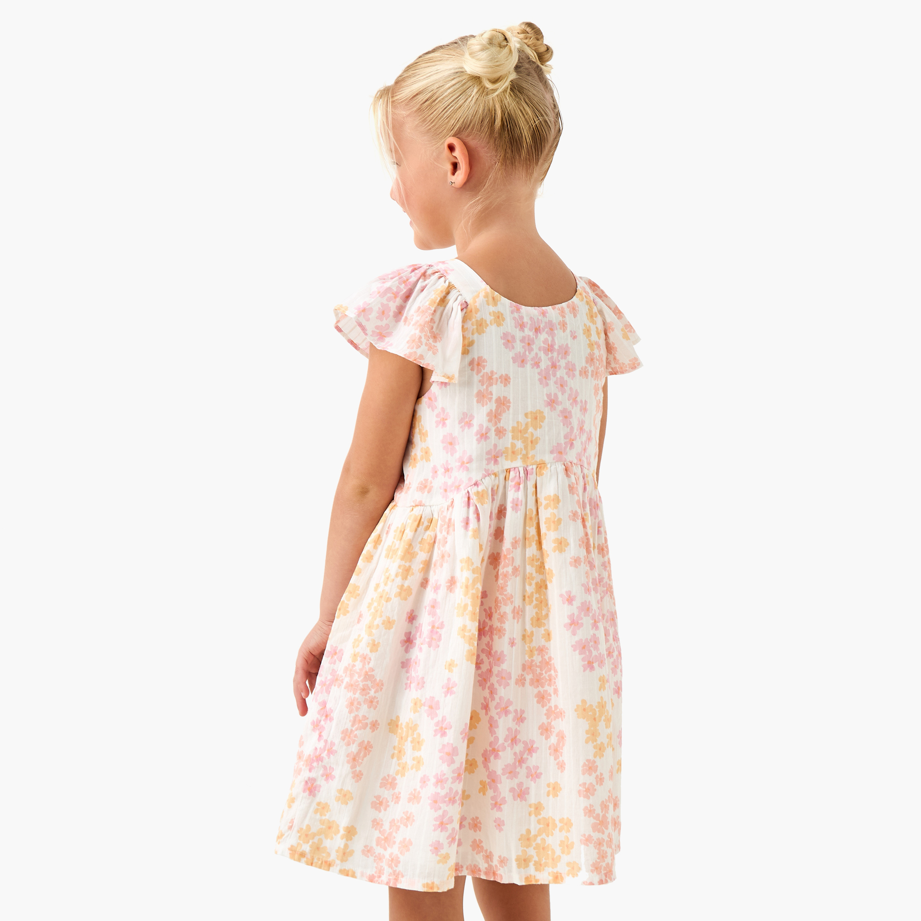 فستان بطبعات زهور بياقة حرف V وأكمام كاب من جونيور-girls-clothing-dressesandjumpsuits-image-3