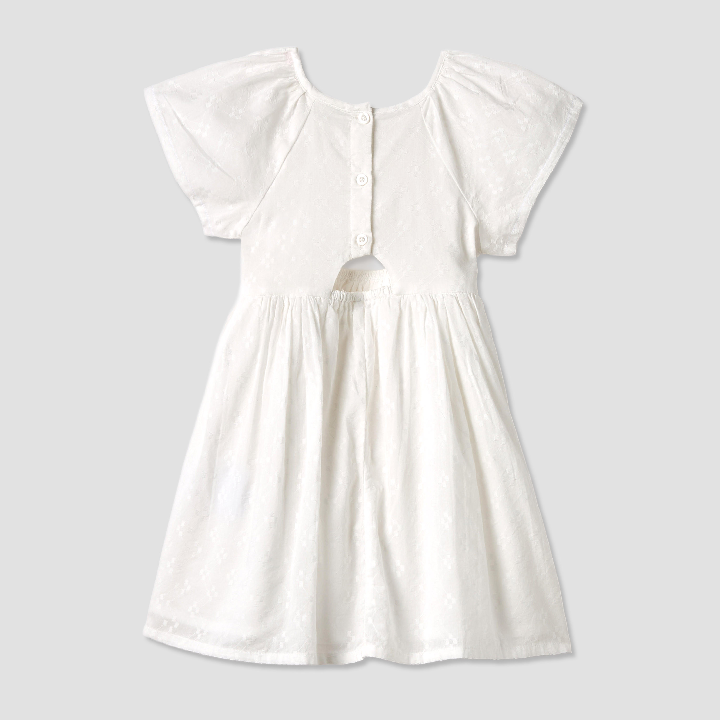 Juniors Textured A-line Round Neck Dress with Short Sleeves and Cutout Detail-girls-clothing-dressesandjumpsuits-image-2