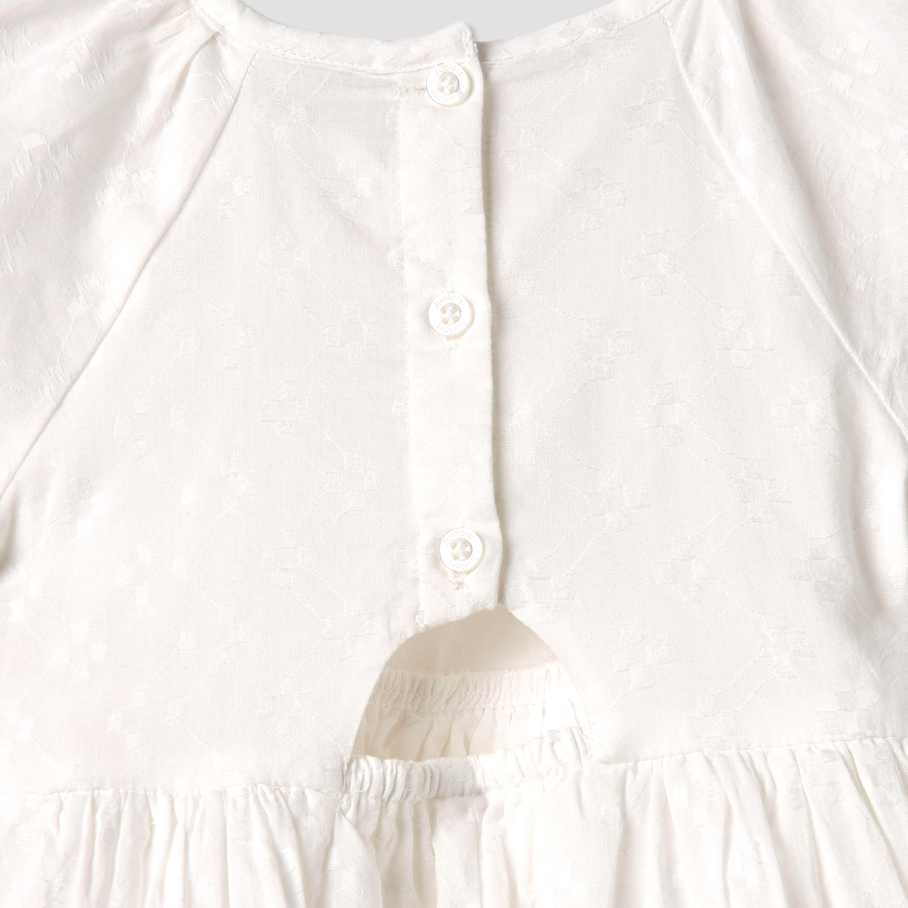 Juniors Textured A-line Round Neck Dress with Short Sleeves and Cutout Detail-girls-clothing-dressesandjumpsuits-image-5