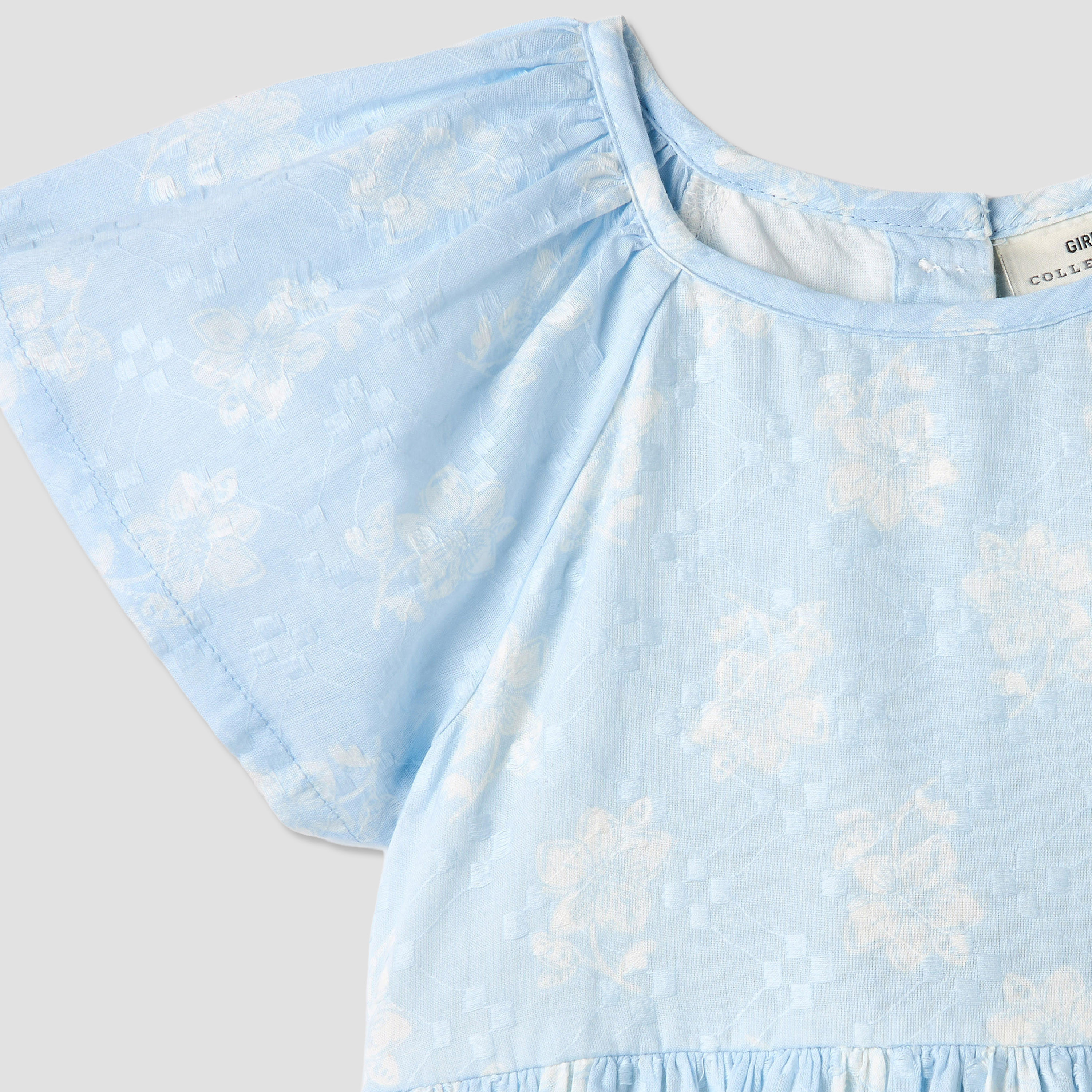 Juniors Prnted A-line Round Neck Dress with Short Sleeves and Cutout Detail-girls-clothing-dressesandjumpsuits-image-3