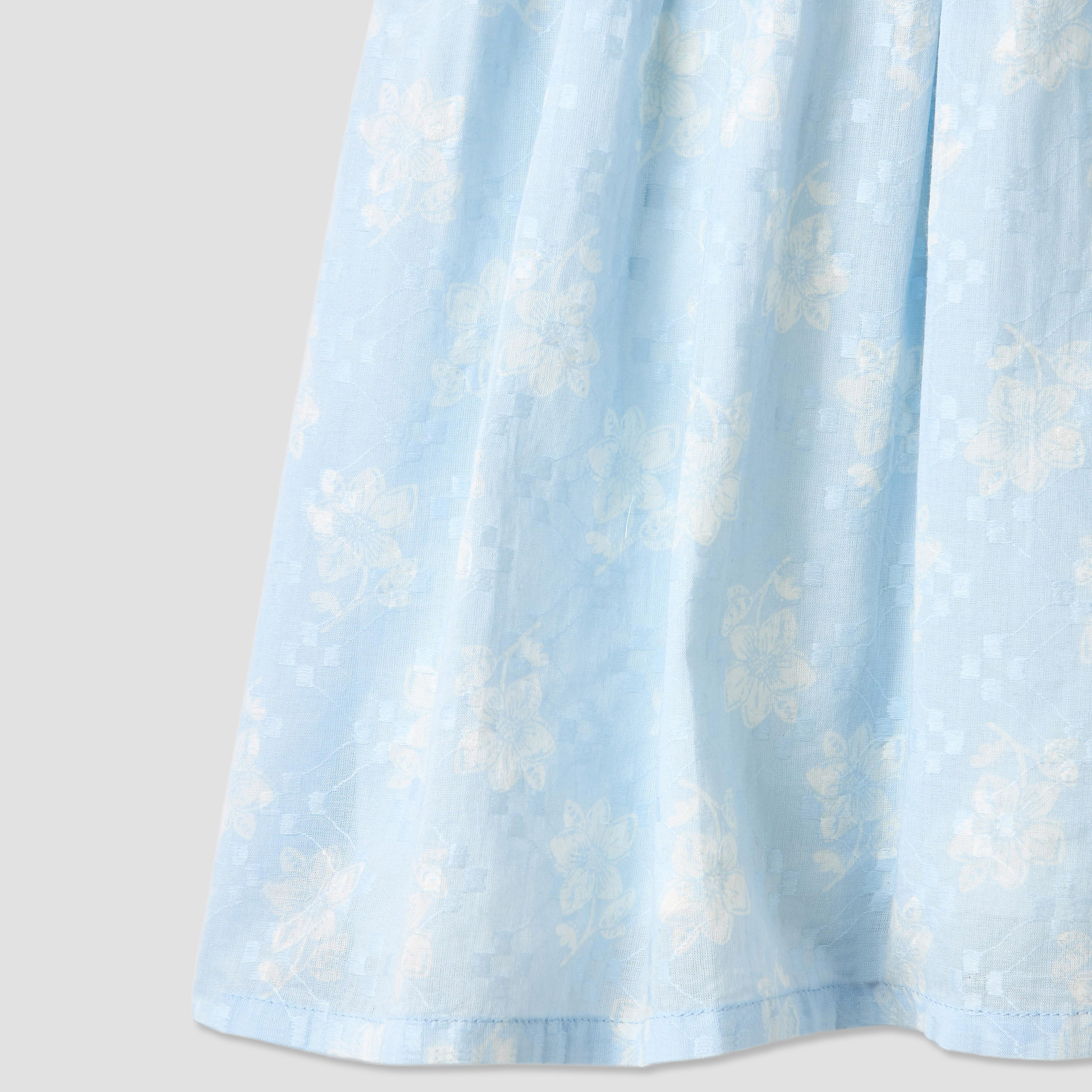 Juniors Prnted A-line Round Neck Dress with Short Sleeves and Cutout Detail-girls-clothing-dressesandjumpsuits-image-4