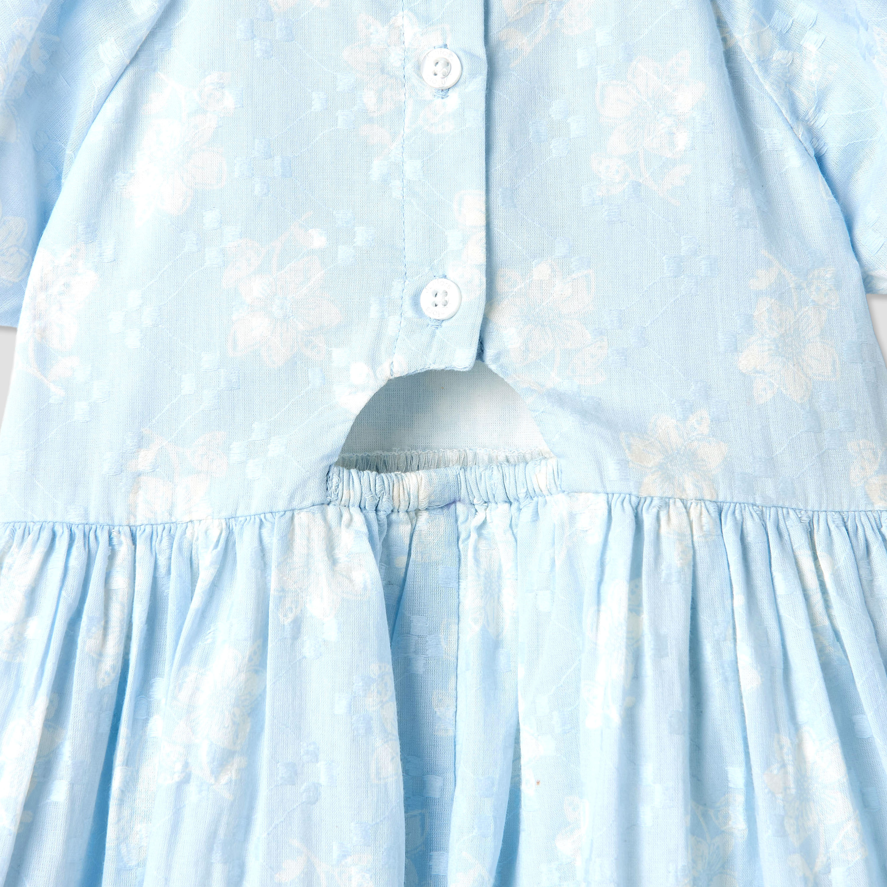 Juniors Prnted A-line Round Neck Dress with Short Sleeves and Cutout Detail-girls-clothing-dressesandjumpsuits-image-5