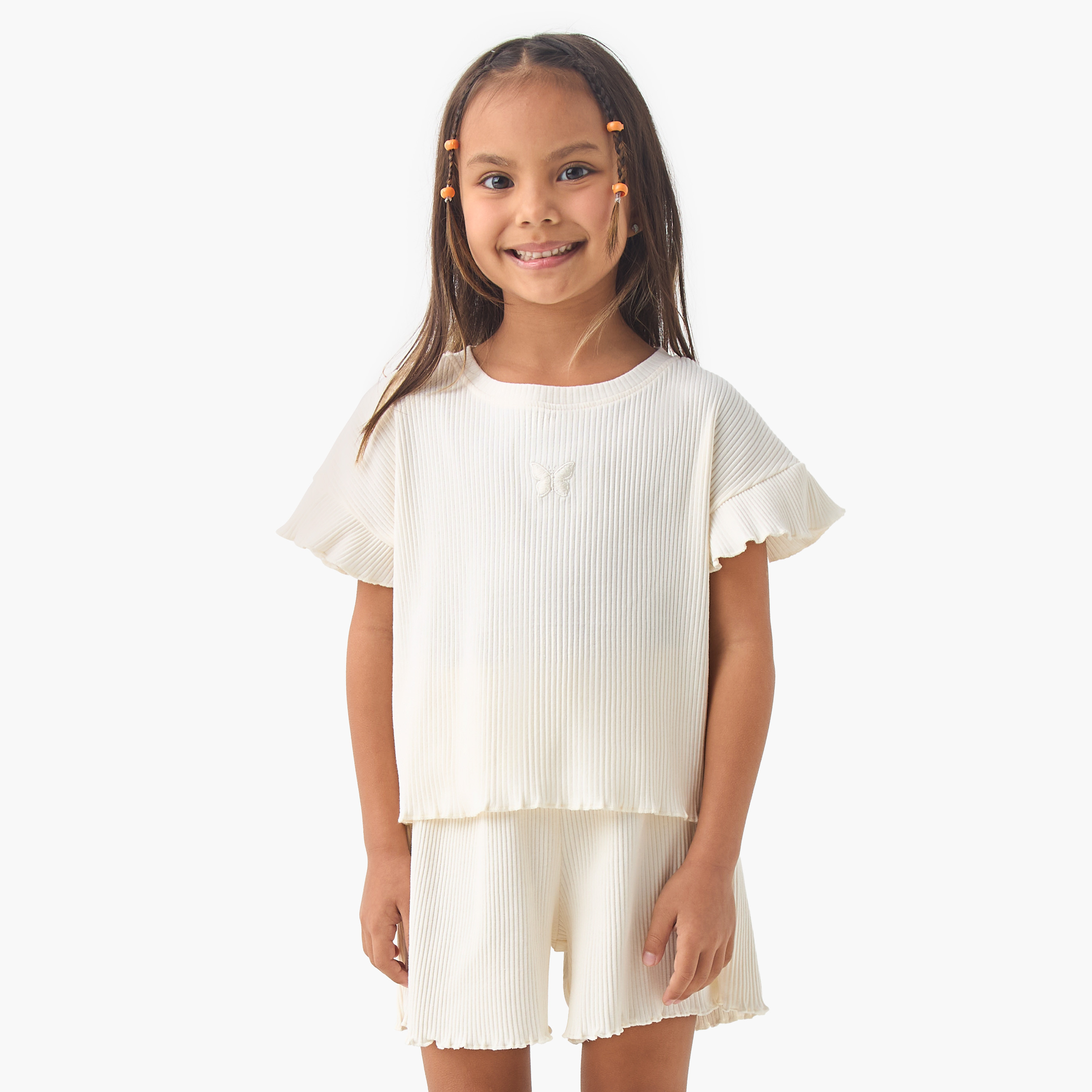 Juniors Ribbed T-shirt and Shorts Set-girls-clothing-setsandcoords-image-1