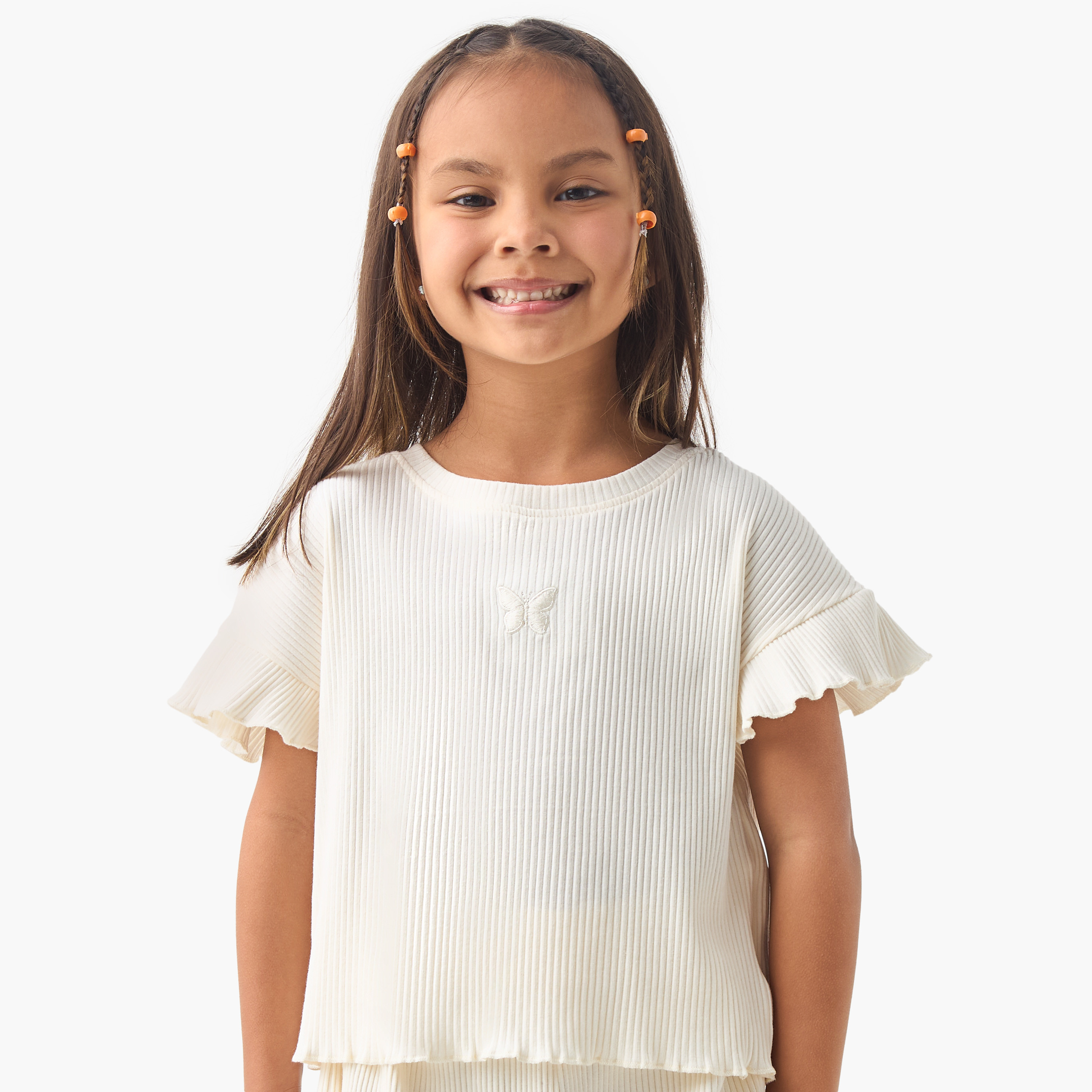 Juniors Ribbed T-shirt and Shorts Set-girls-clothing-setsandcoords-image-2