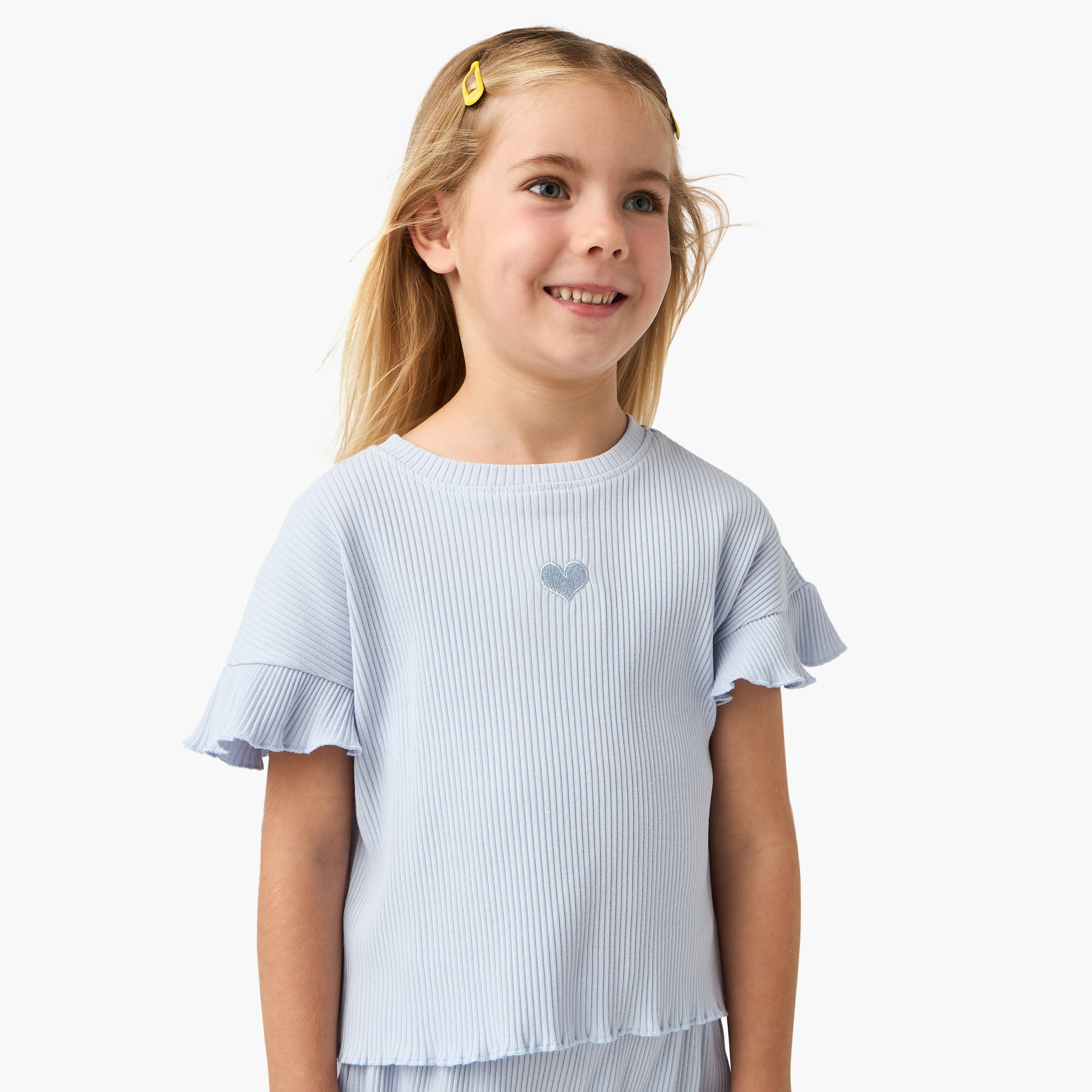 Juniors Ribbed Round Neck Top and Shorts Set-baby-girls-clothing-setsandcoords-image-2