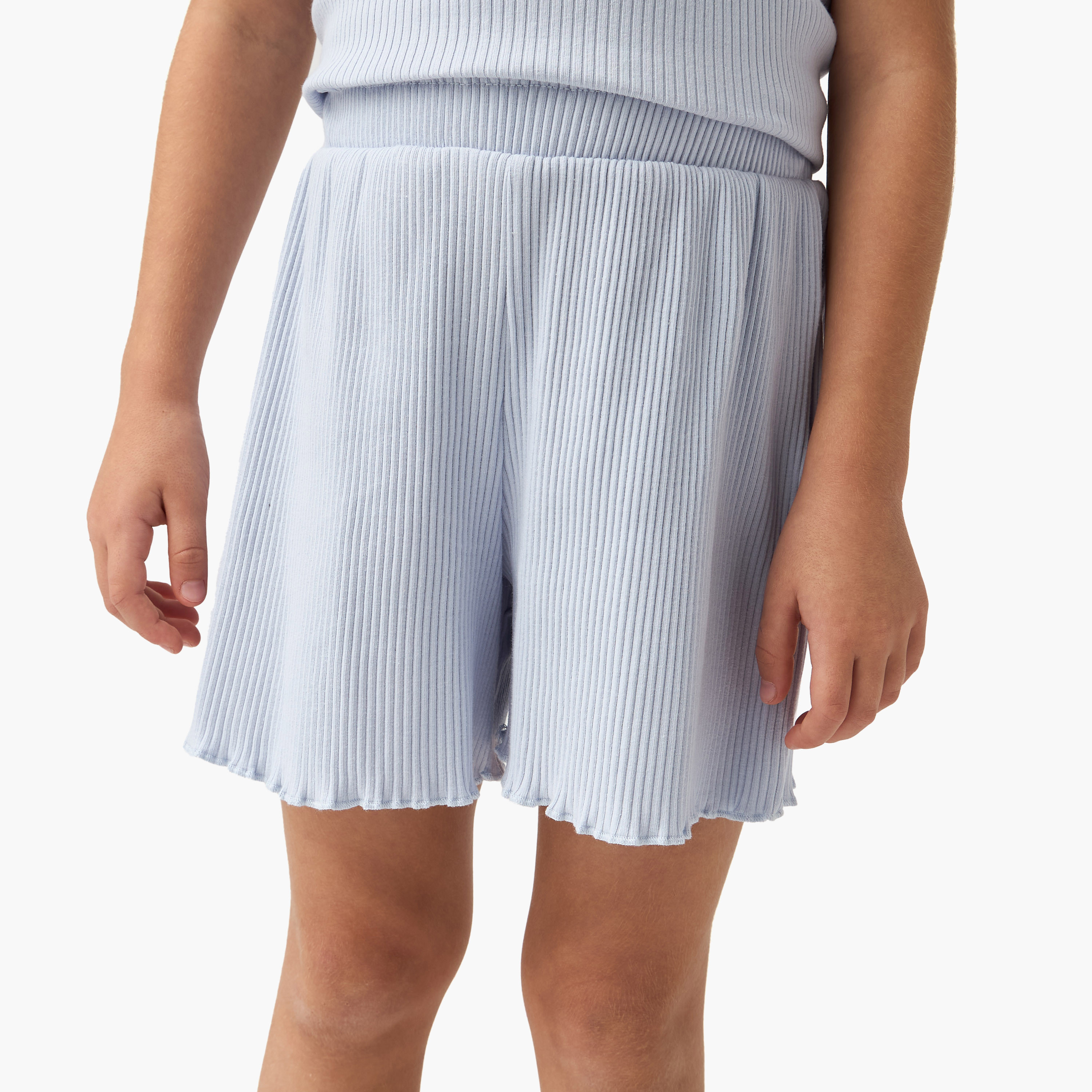 Juniors Ribbed Round Neck Top and Shorts Set-baby-girls-clothing-setsandcoords-image-3