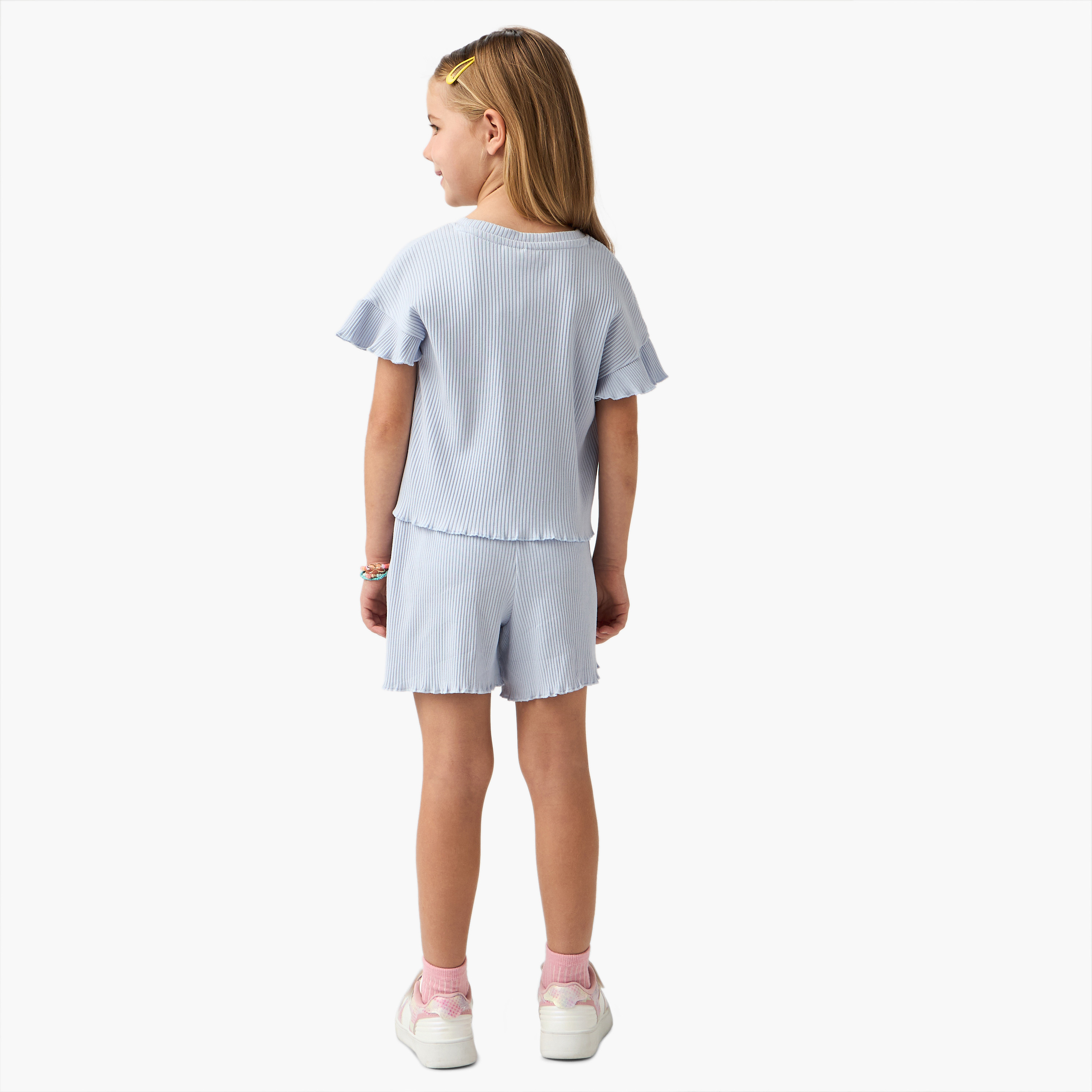 Juniors Ribbed Round Neck Top and Shorts Set-baby-girls-clothing-setsandcoords-image-4