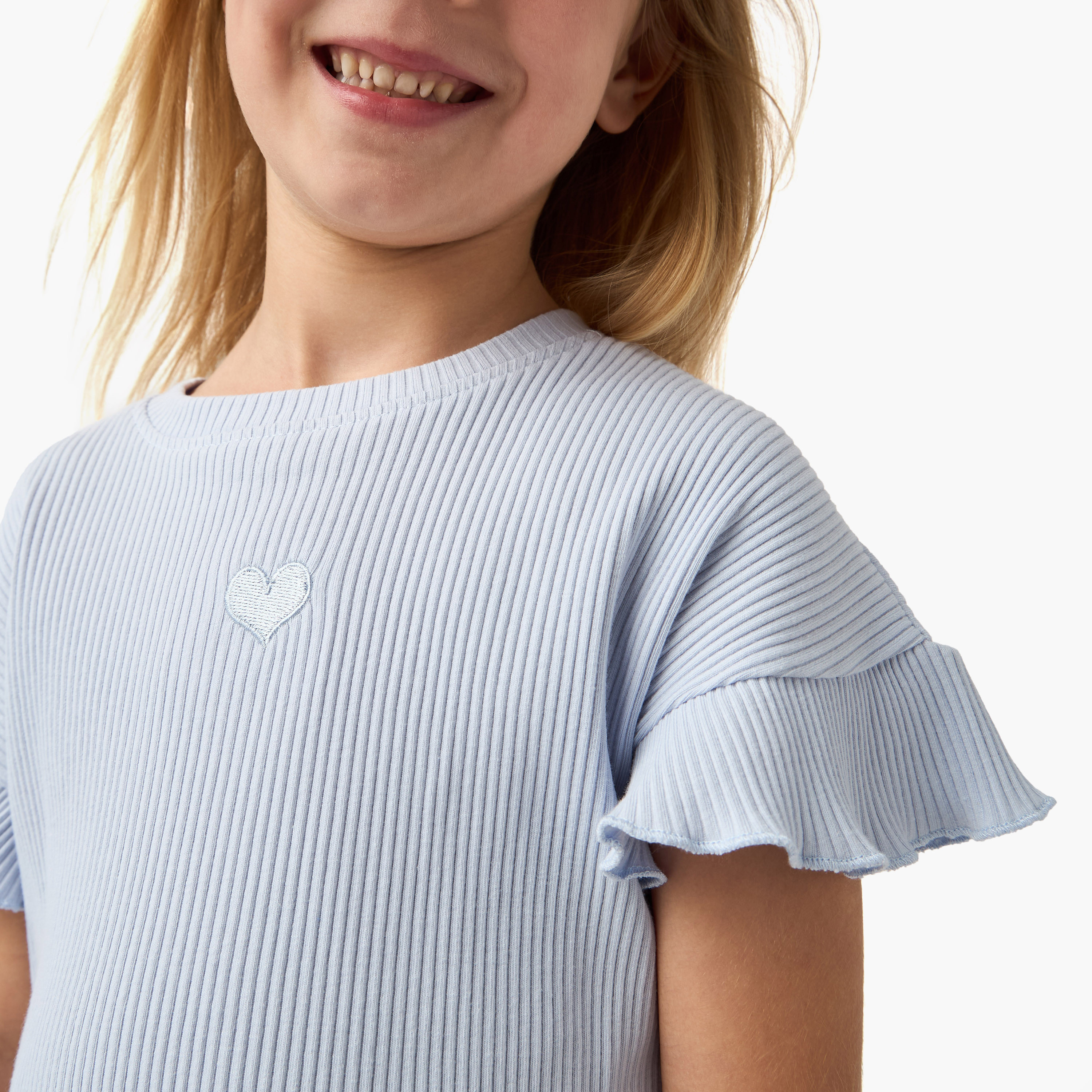 Juniors Ribbed Round Neck Top and Shorts Set-baby-girls-clothing-setsandcoords-image-5