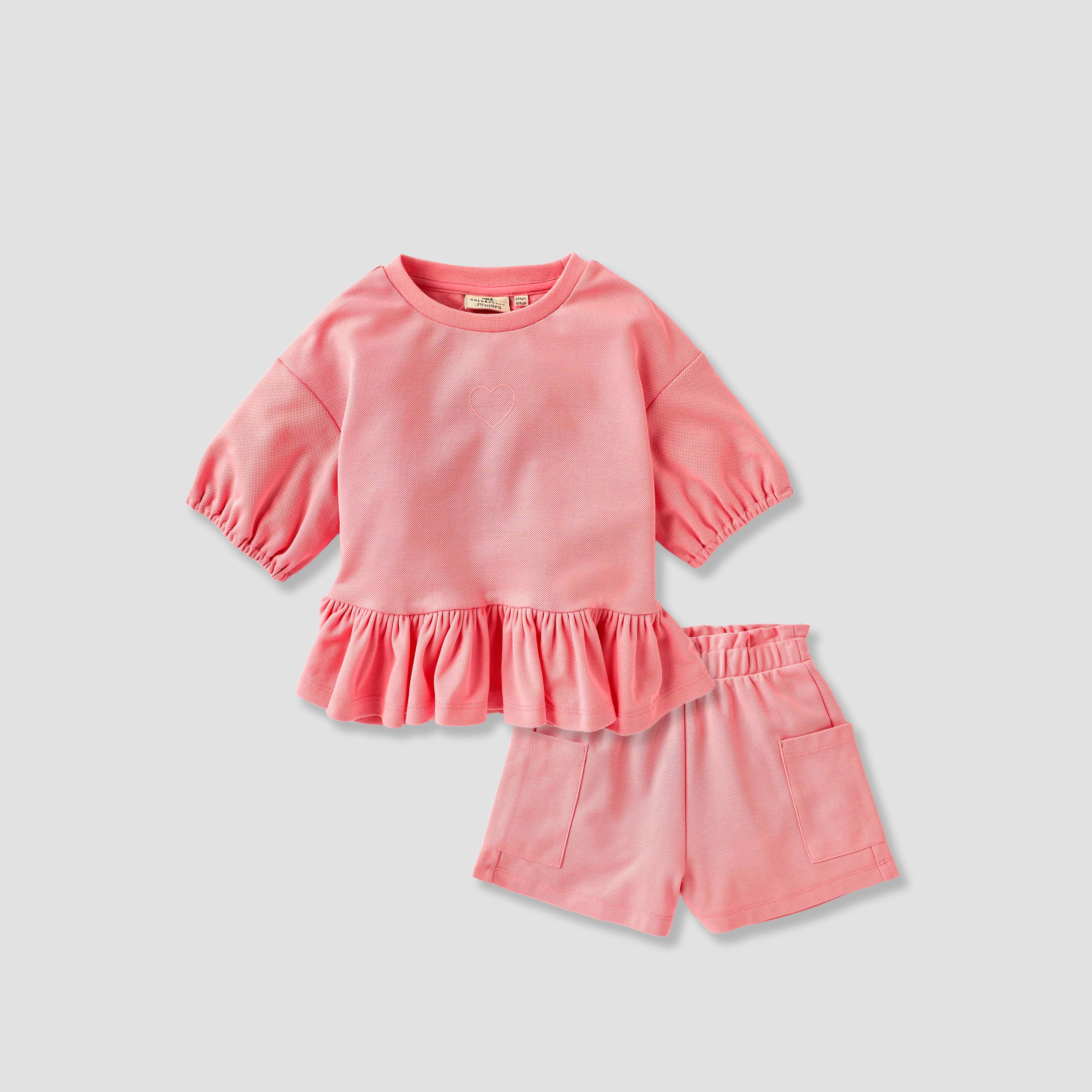 Juniors Textured Peplum Top and Shorts Set-girls-clothing-setsandcoords-image-1