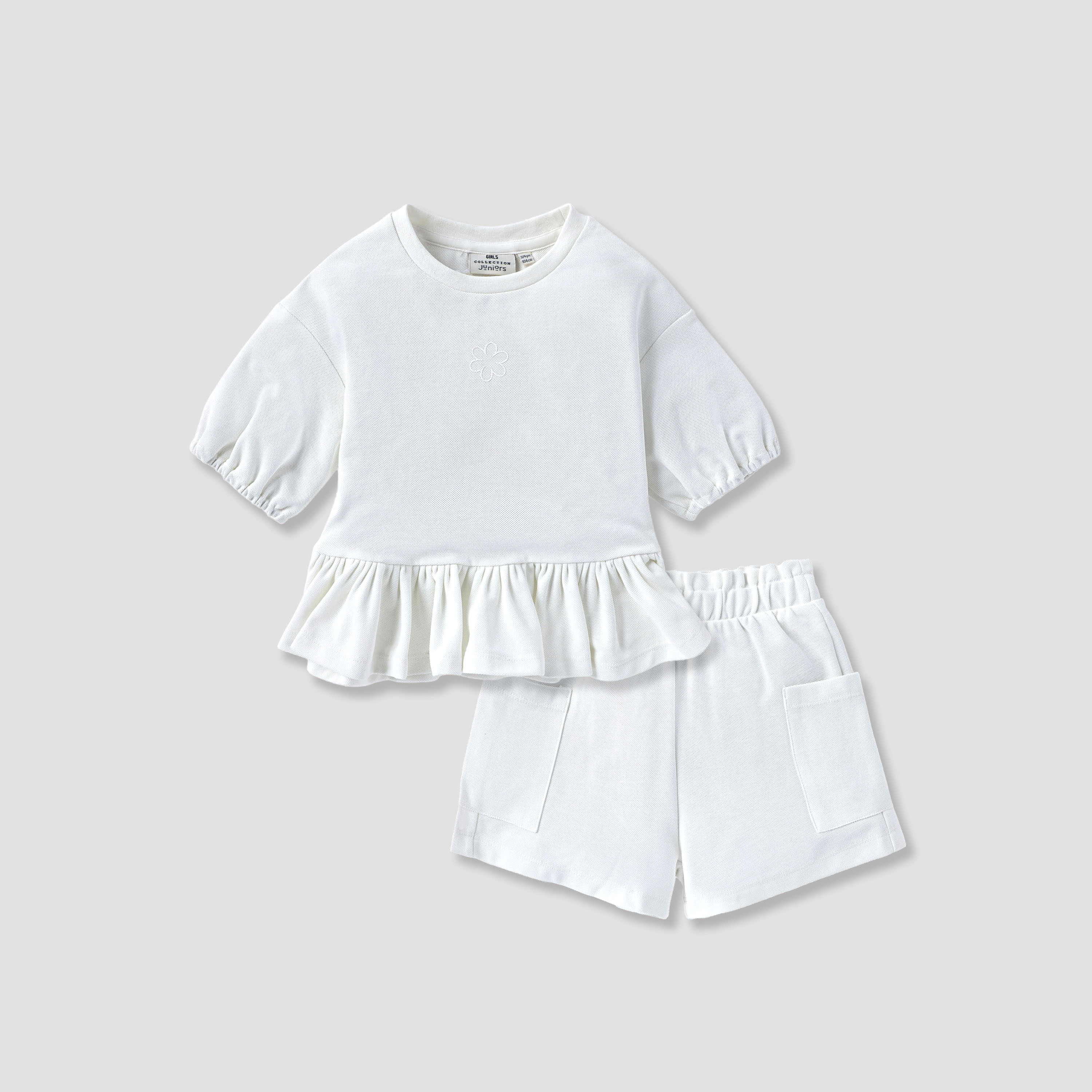 Juniors Textured Peplum Top and Shorts Set-girls-clothing-setsandcoords-image-1