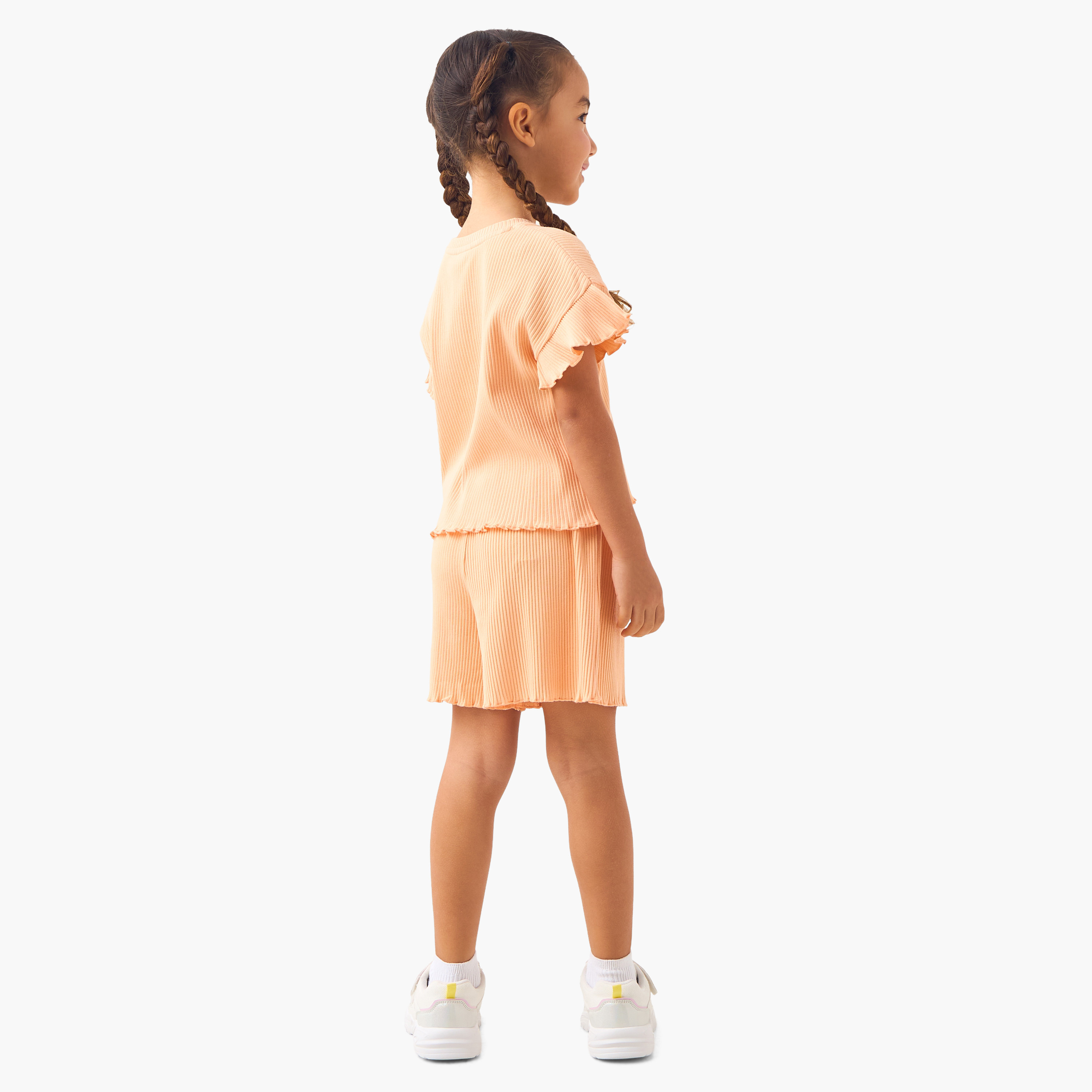 Juniors Ribbed T-shirt and Shorts Set-girls-clothing-setsandcoords-image-4