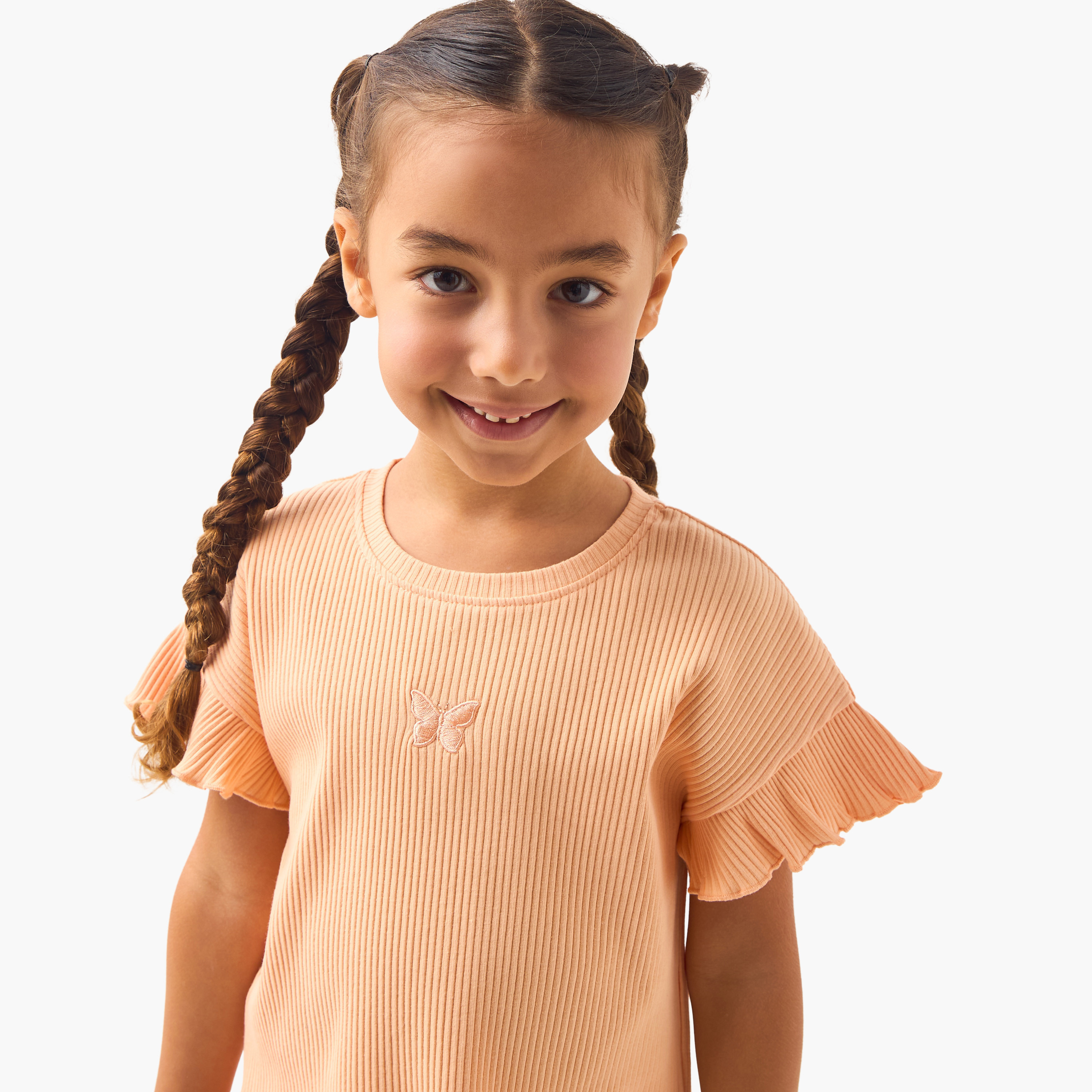 Juniors Ribbed T-shirt and Shorts Set-girls-clothing-setsandcoords-image-5