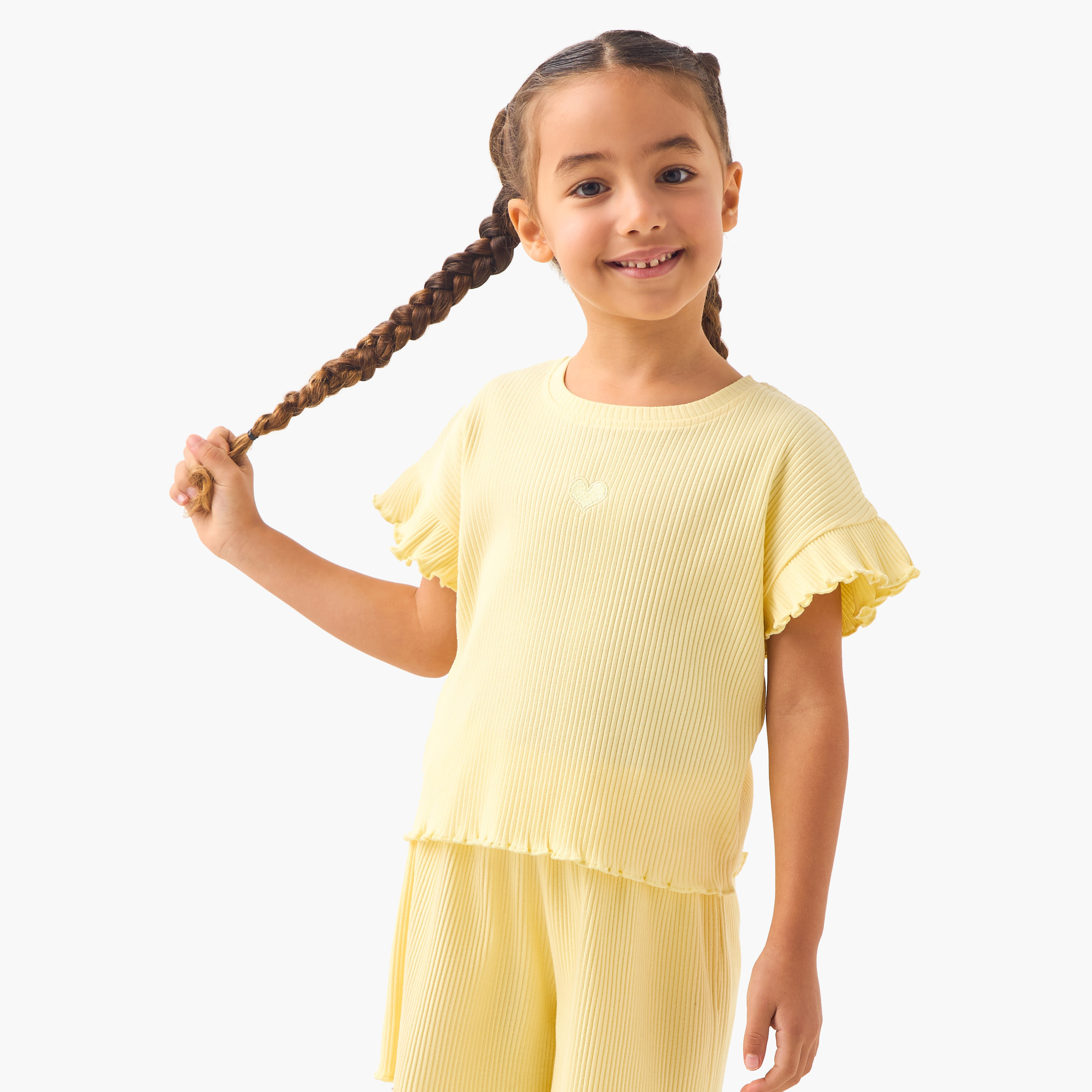 Juniors Ribbed T-shirt and Shorts Set-girls-clothing-setsandcoords-image-2
