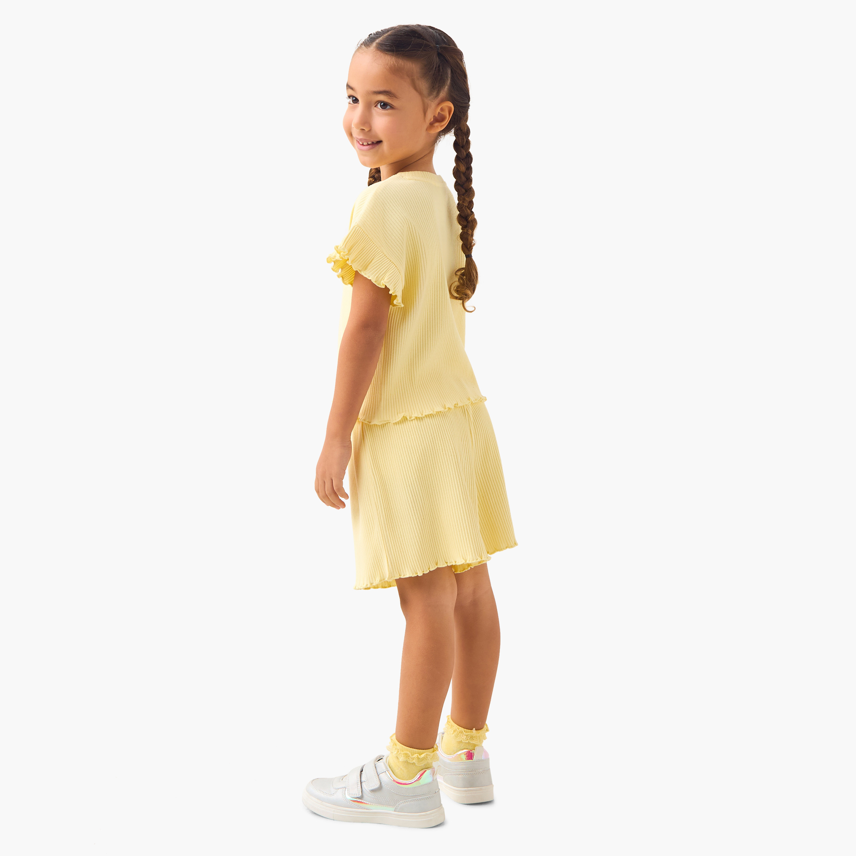 Juniors Ribbed T-shirt and Shorts Set-girls-clothing-setsandcoords-image-4
