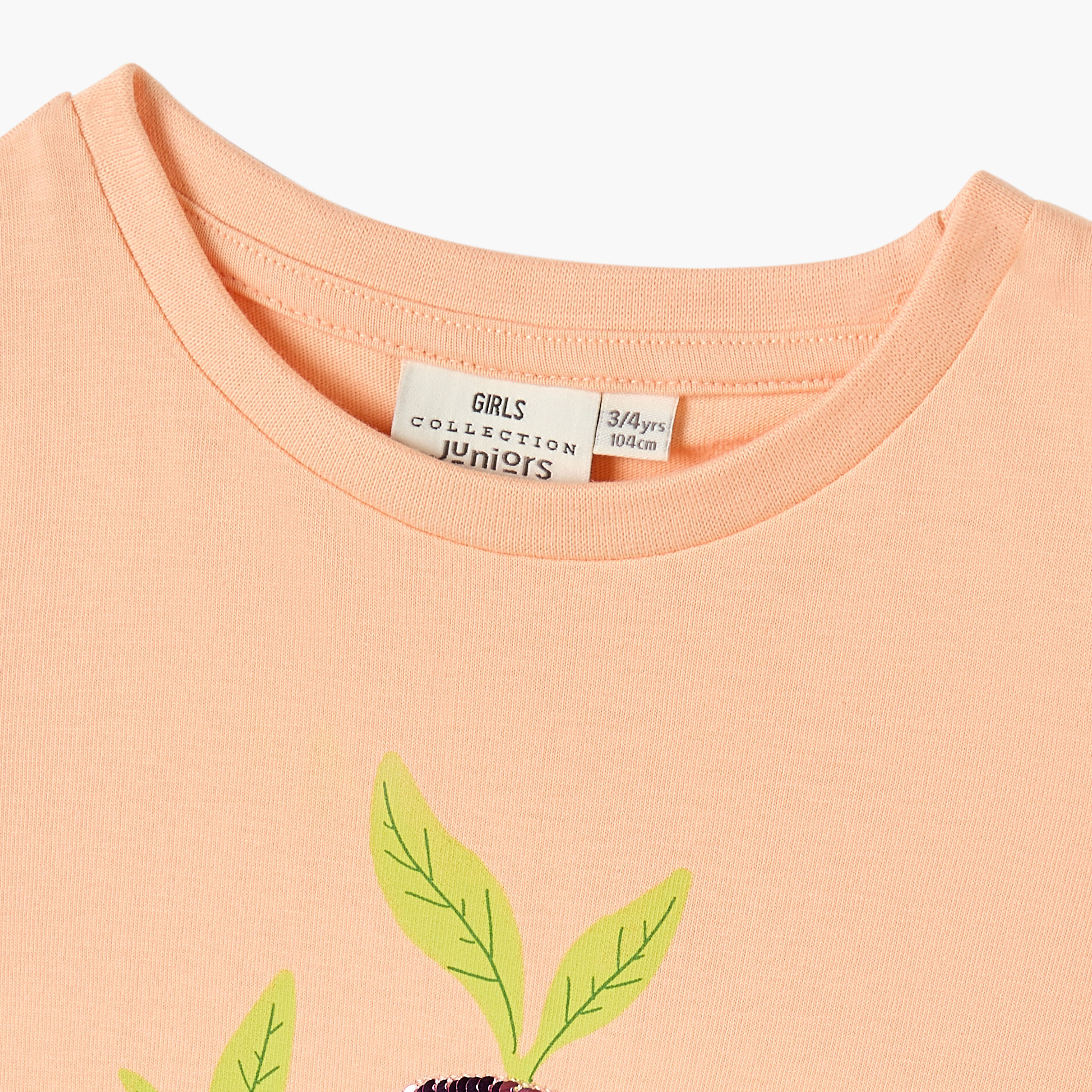 Juniors Sequinned T-shirt with Short Sleeves-girls-clothing-tshirts-image-3