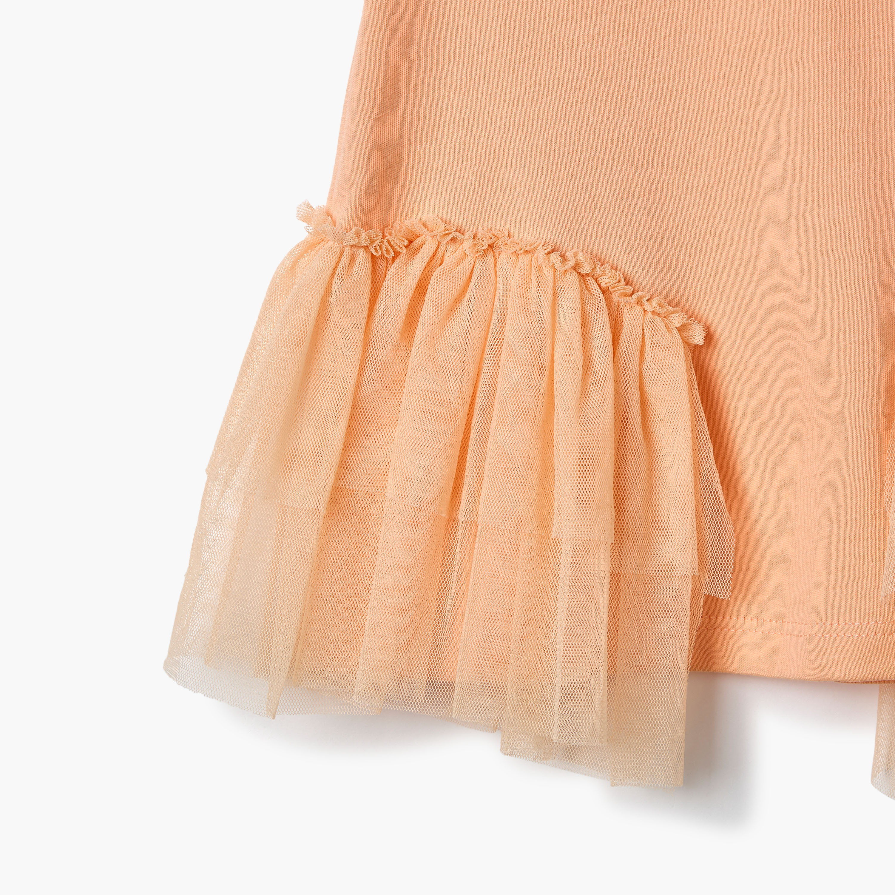 Juniors Solid T-shirt with Side Tulle Detail-girls-clothing-tshirts-image-4