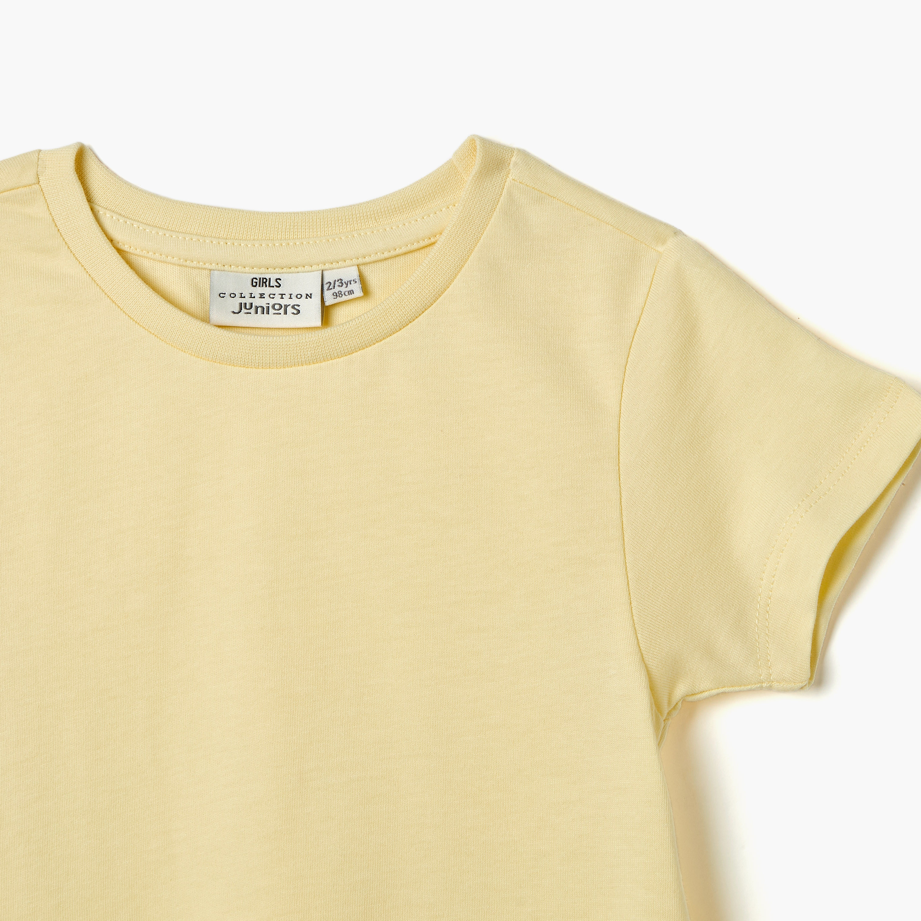 Juniors Solid T-shirt with Tulle Detail and Short Sleeves-girls-clothing-tshirts-image-3