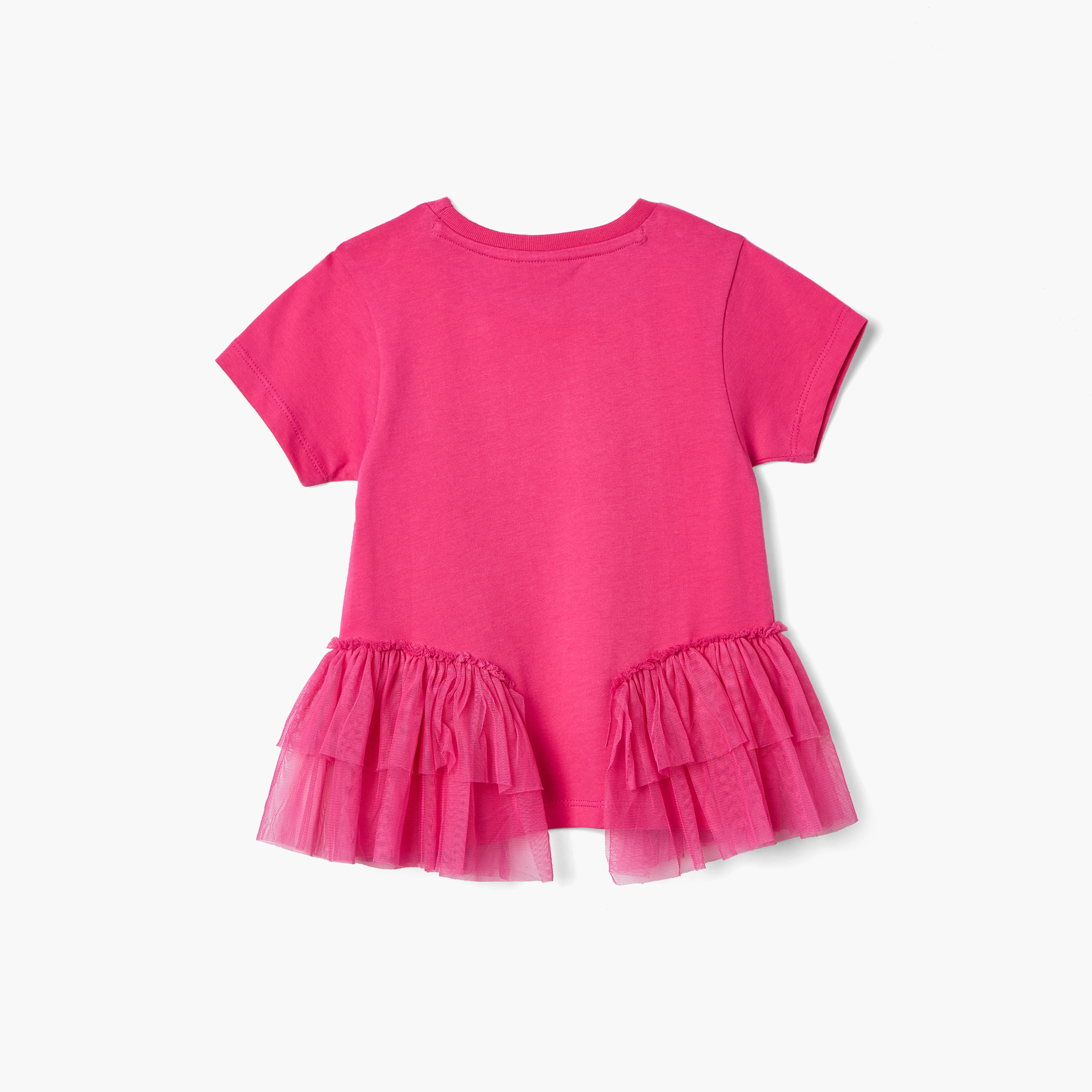 Juniors Solid T-shirt with Side Tulle Detail-girls-clothing-tshirts-image-2