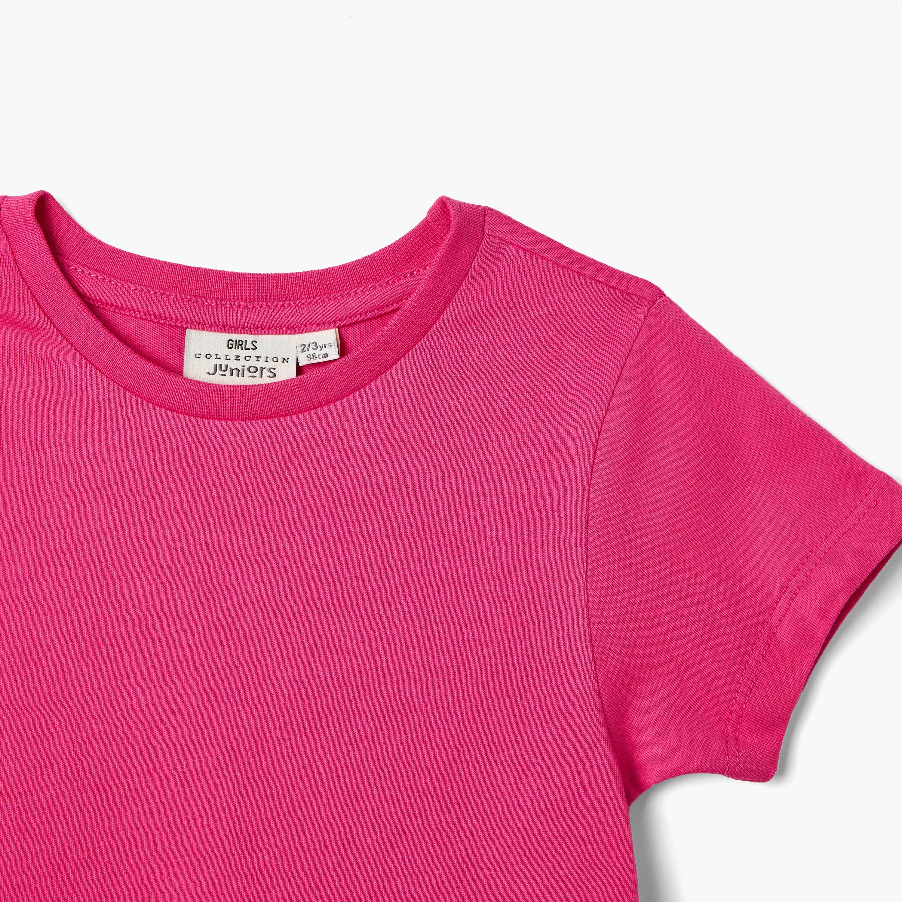 Juniors Solid T-shirt with Side Tulle Detail-girls-clothing-tshirts-image-3