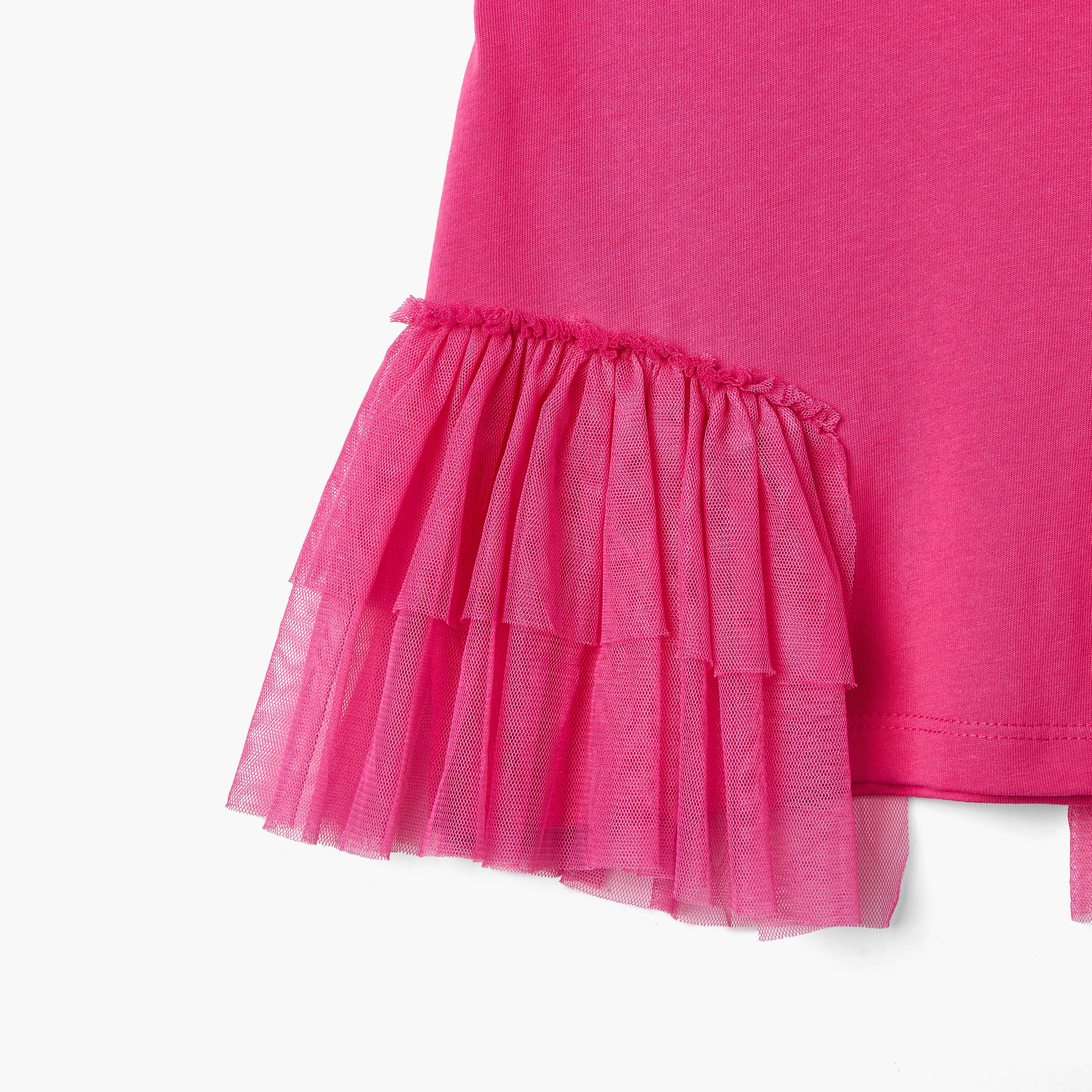 Juniors Solid T-shirt with Side Tulle Detail-girls-clothing-tshirts-image-4