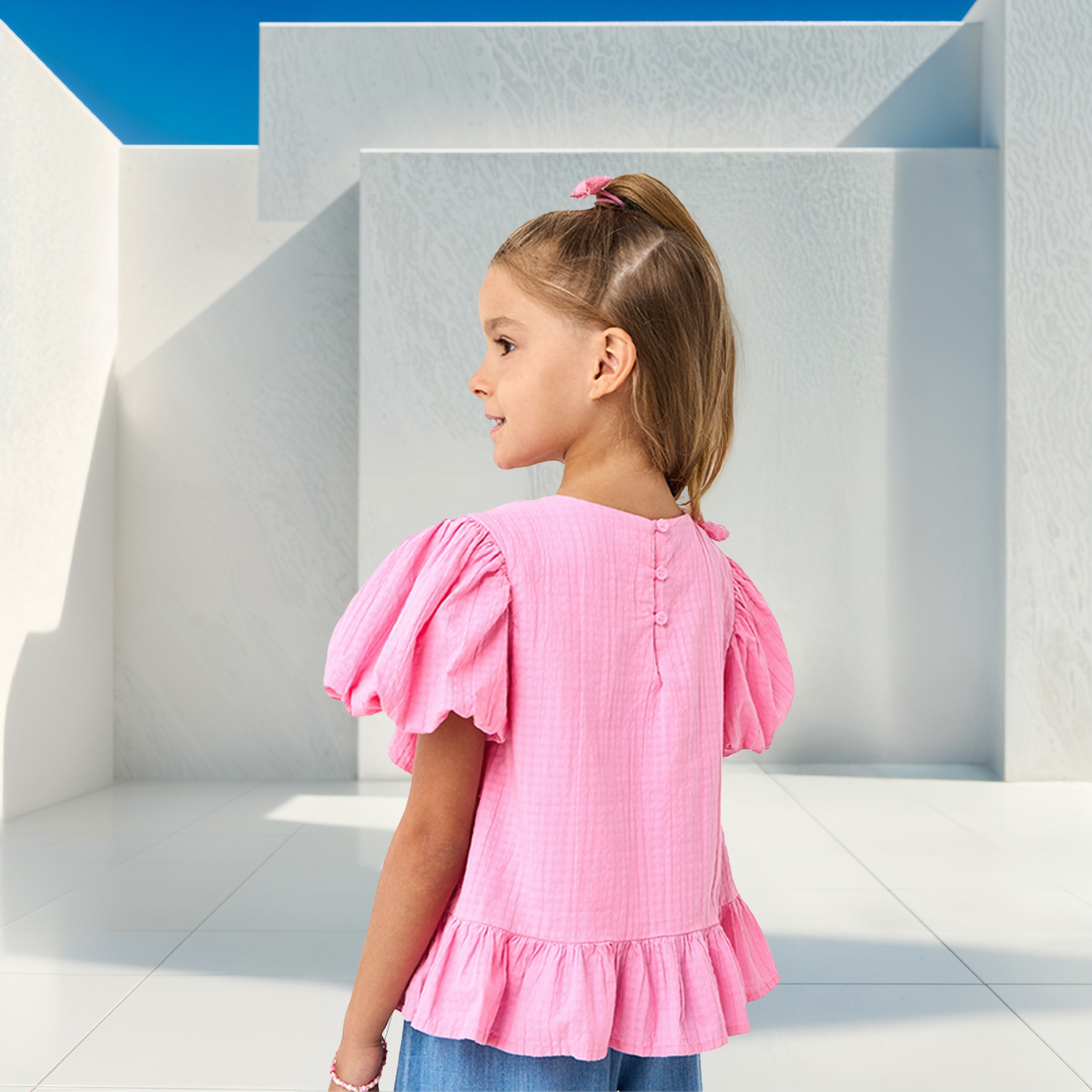 Juniors Textured A-line Top with Ruffle Detail-baby-girls-clothing-blousesandshirts-image-3