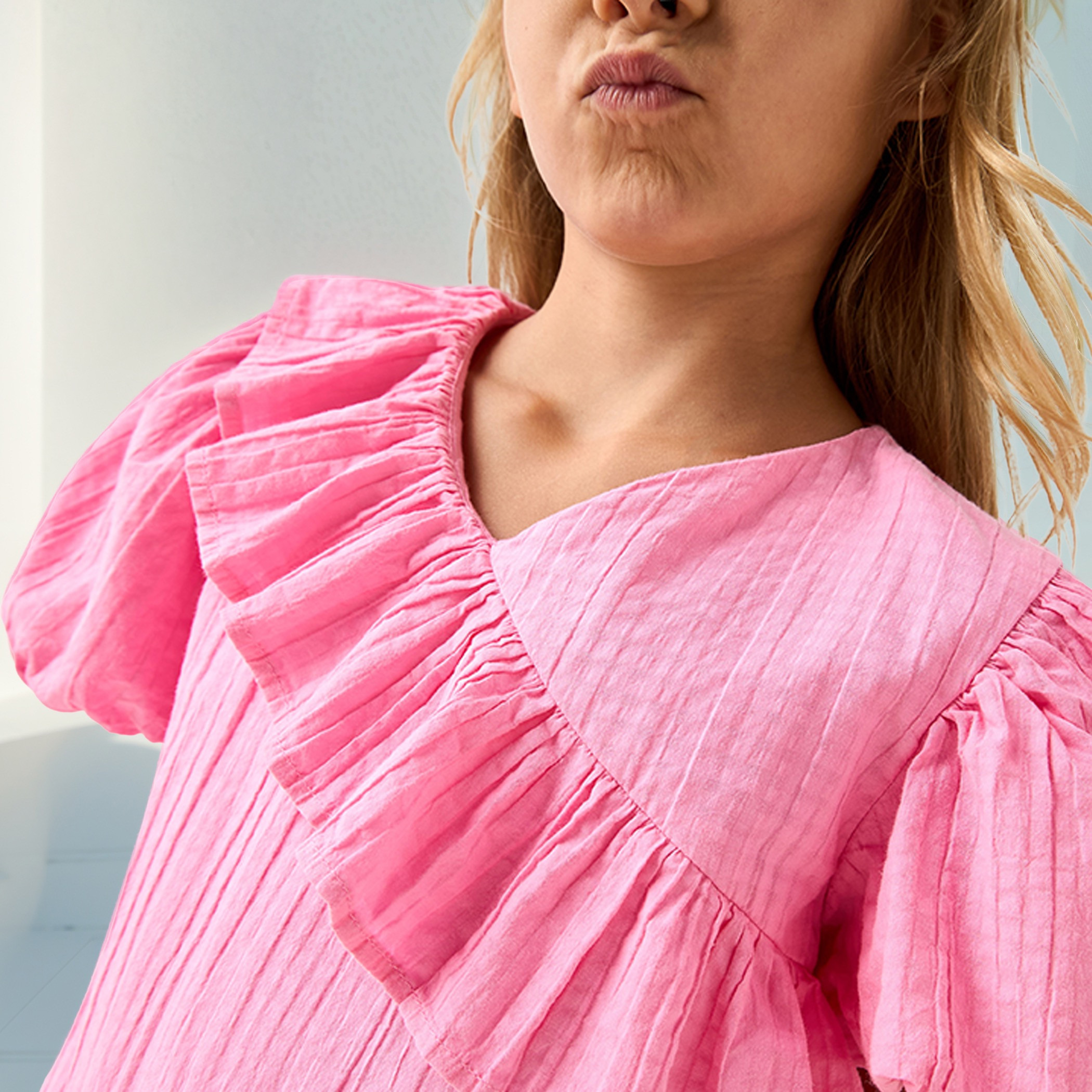 Juniors Textured A-line Top with Ruffle Detail-baby-girls-clothing-blousesandshirts-image-4