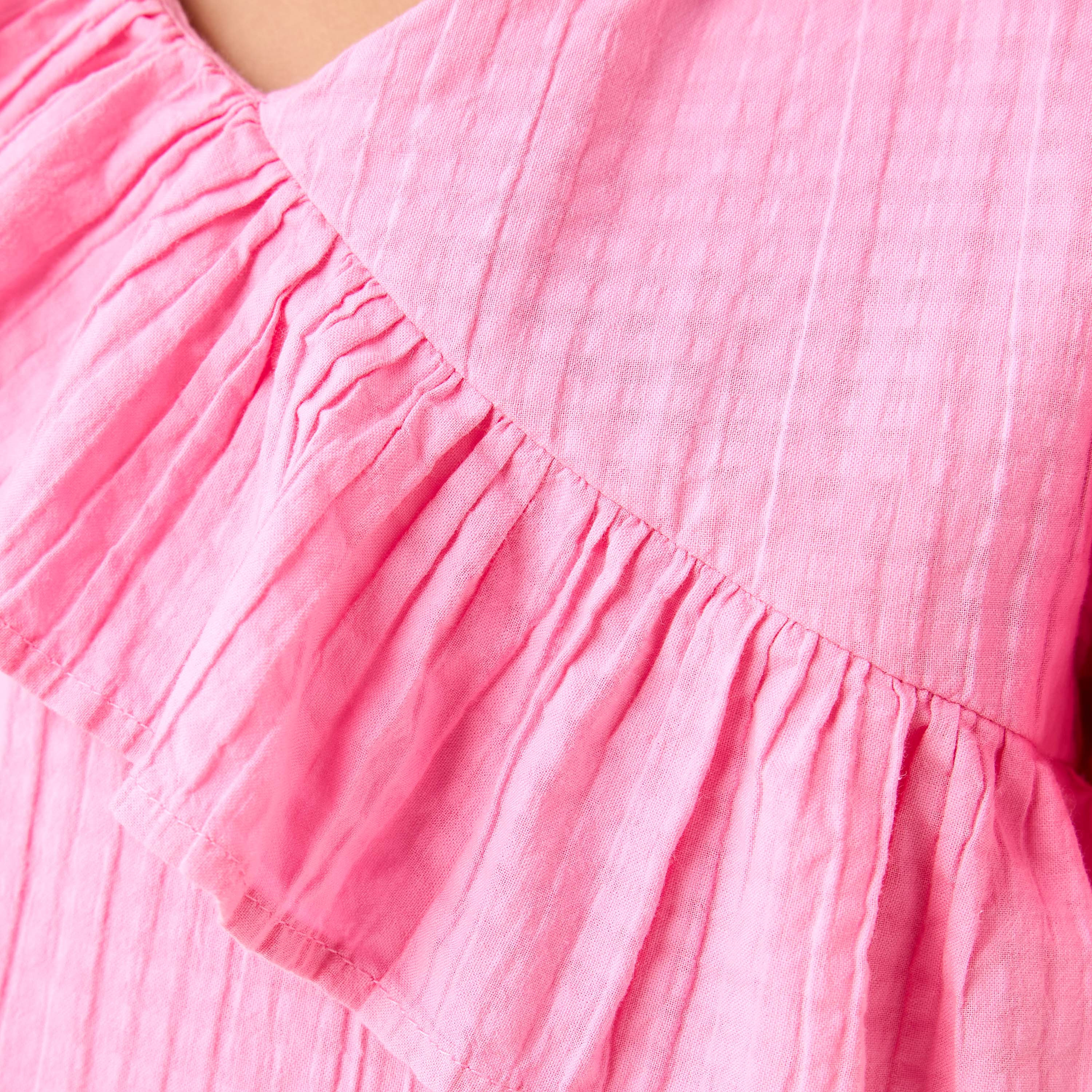 Juniors Textured A-line Top with Ruffle Detail-baby-girls-clothing-blousesandshirts-image-5