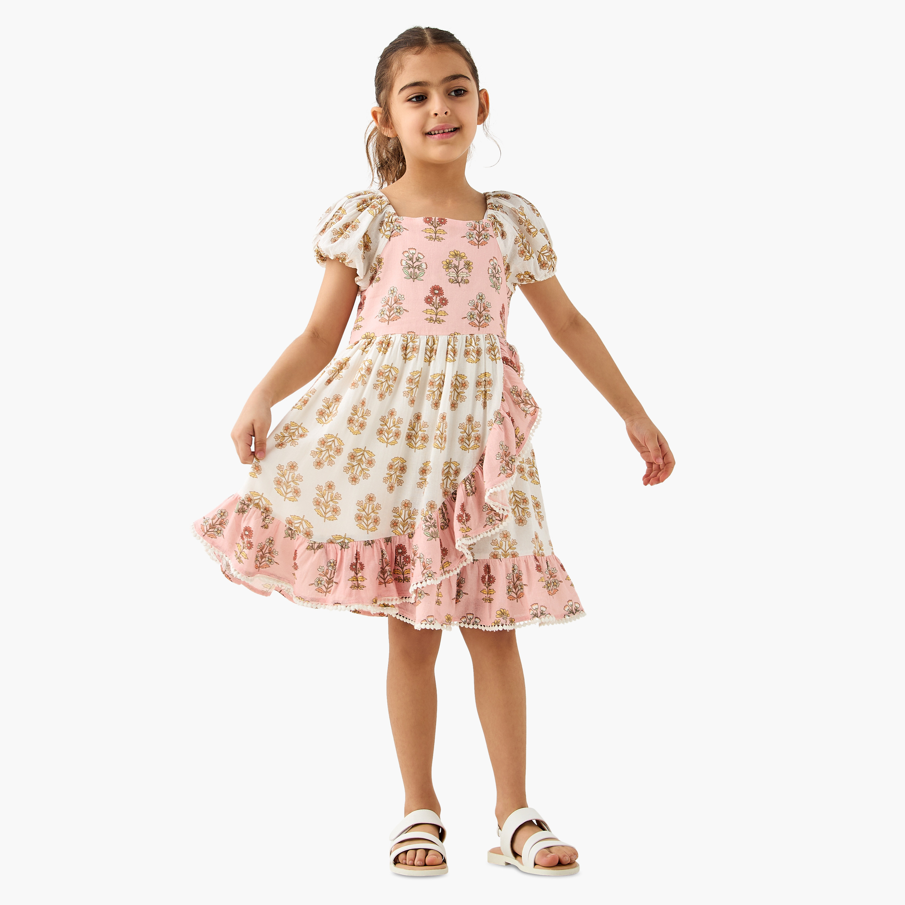 Juniors All-Over Floral Print Dress with Puff Sleeves-girls-clothing-dressesandjumpsuits-image-2