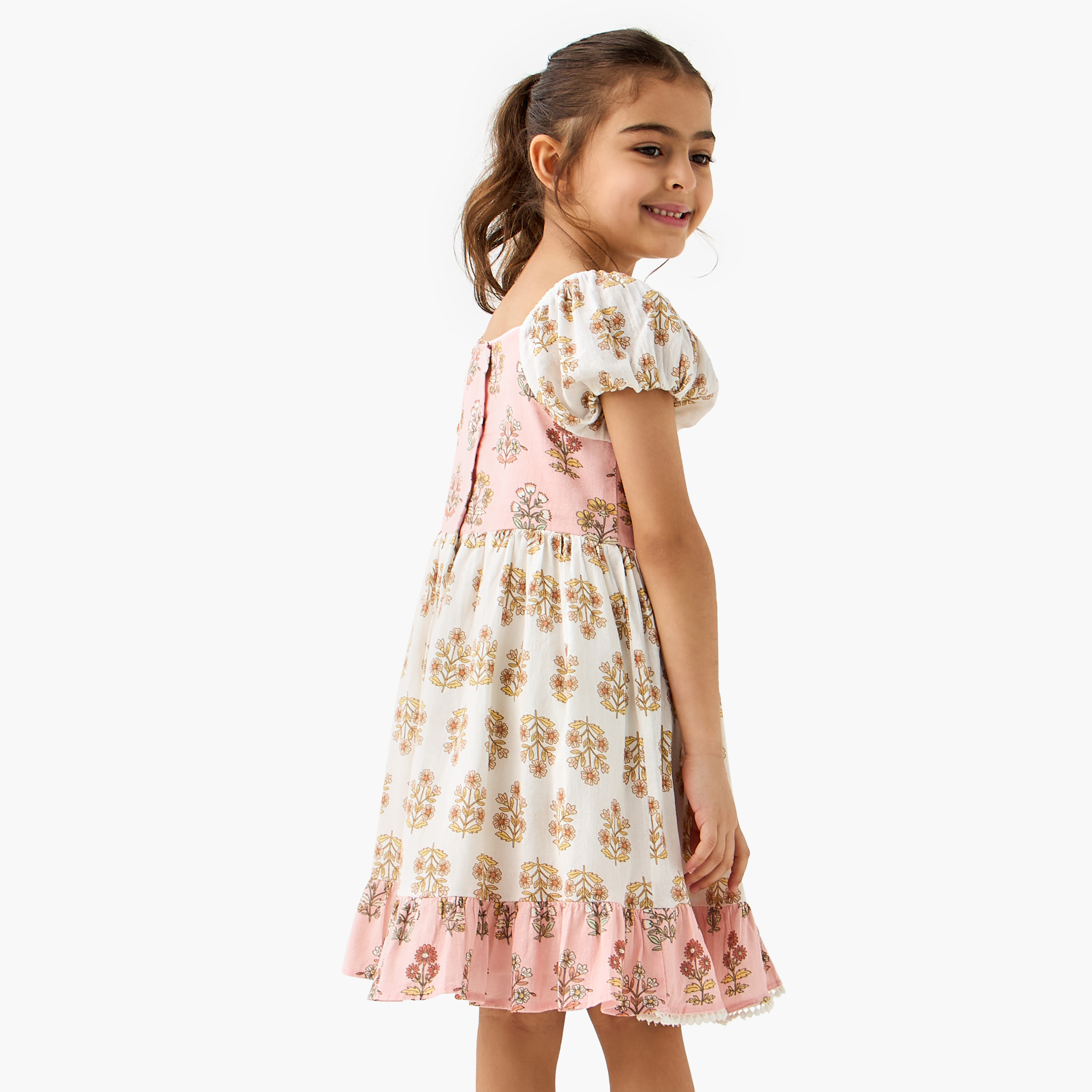 Juniors All-Over Floral Print Dress with Puff Sleeves-girls-clothing-dressesandjumpsuits-image-3