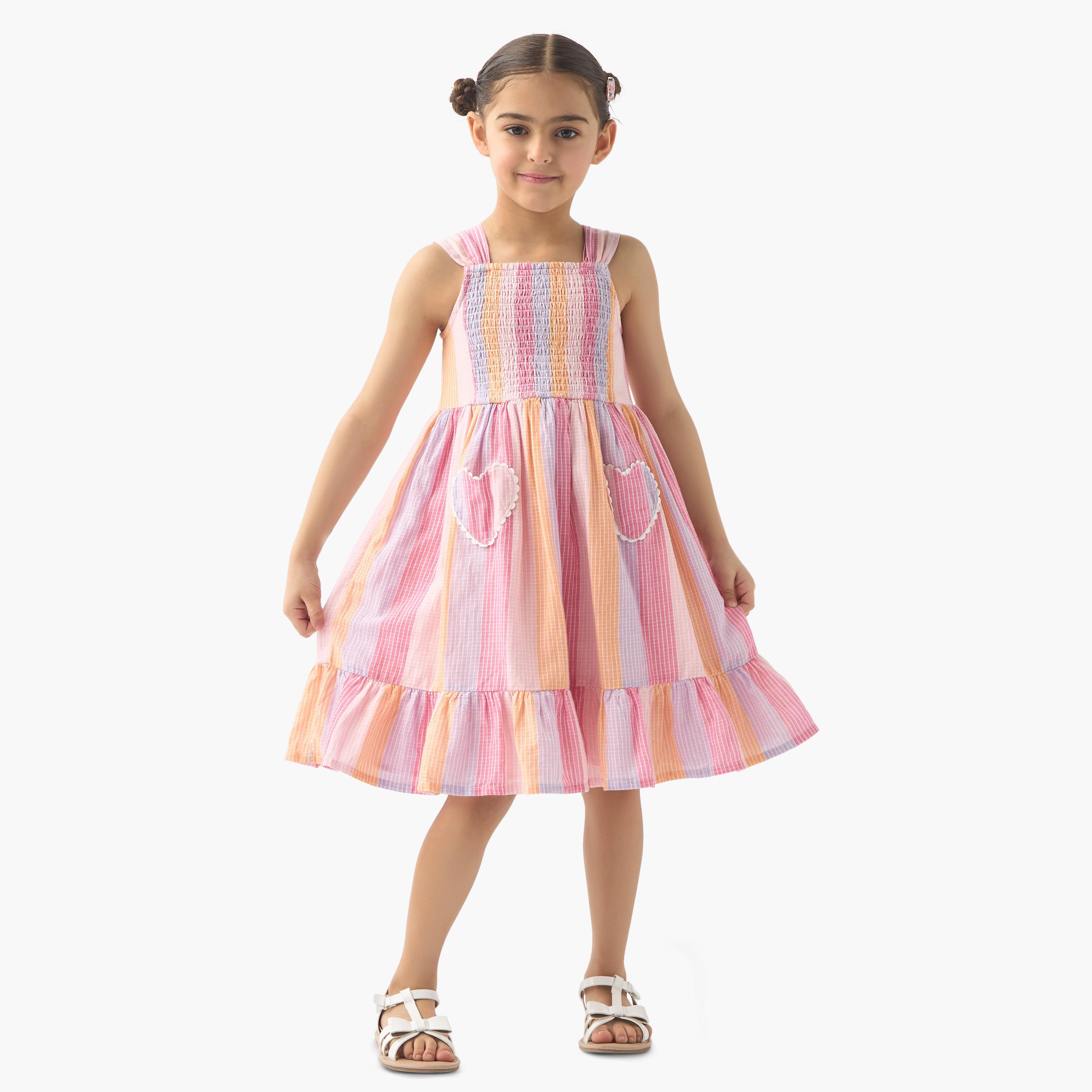 Juniors Striped Sleeveless Dress with Square Neck and Flounce Hem-girls-clothing-dressesandjumpsuits-image-2