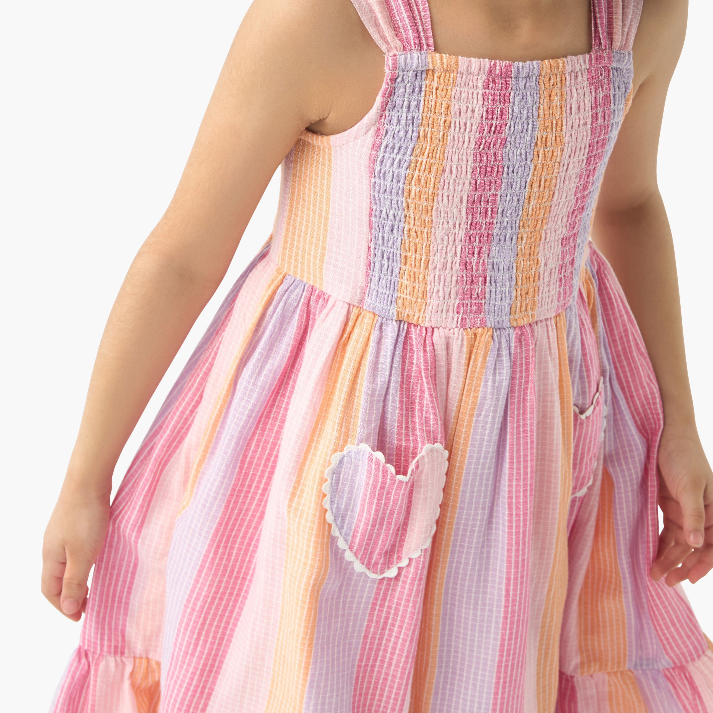 Juniors Striped Sleeveless Dress with Square Neck and Flounce Hem-girls-clothing-dressesandjumpsuits-image-4