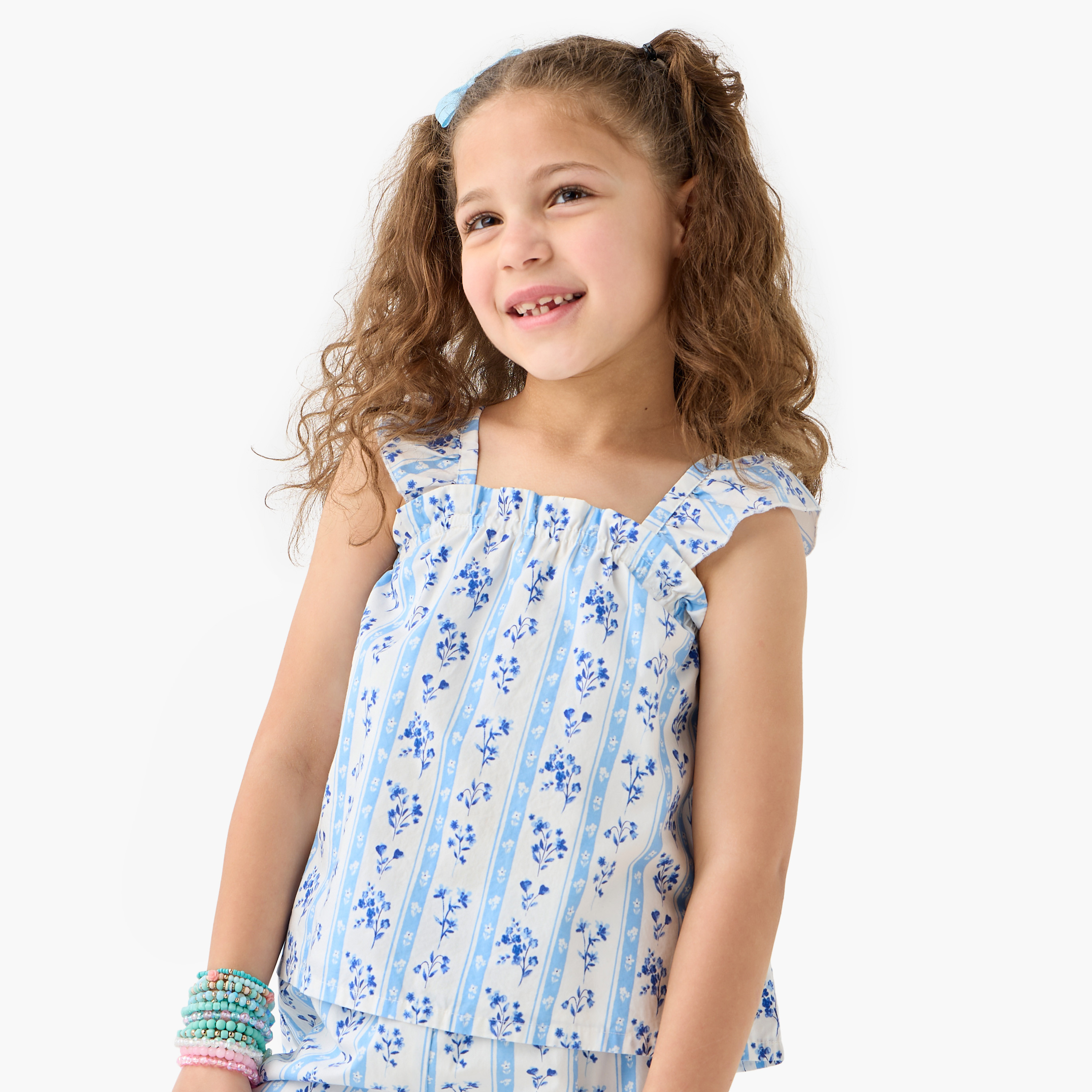Juniors Floral Print Sleeveless Top and Pant Set-baby-girls-clothing-setsandcoords-image-2
