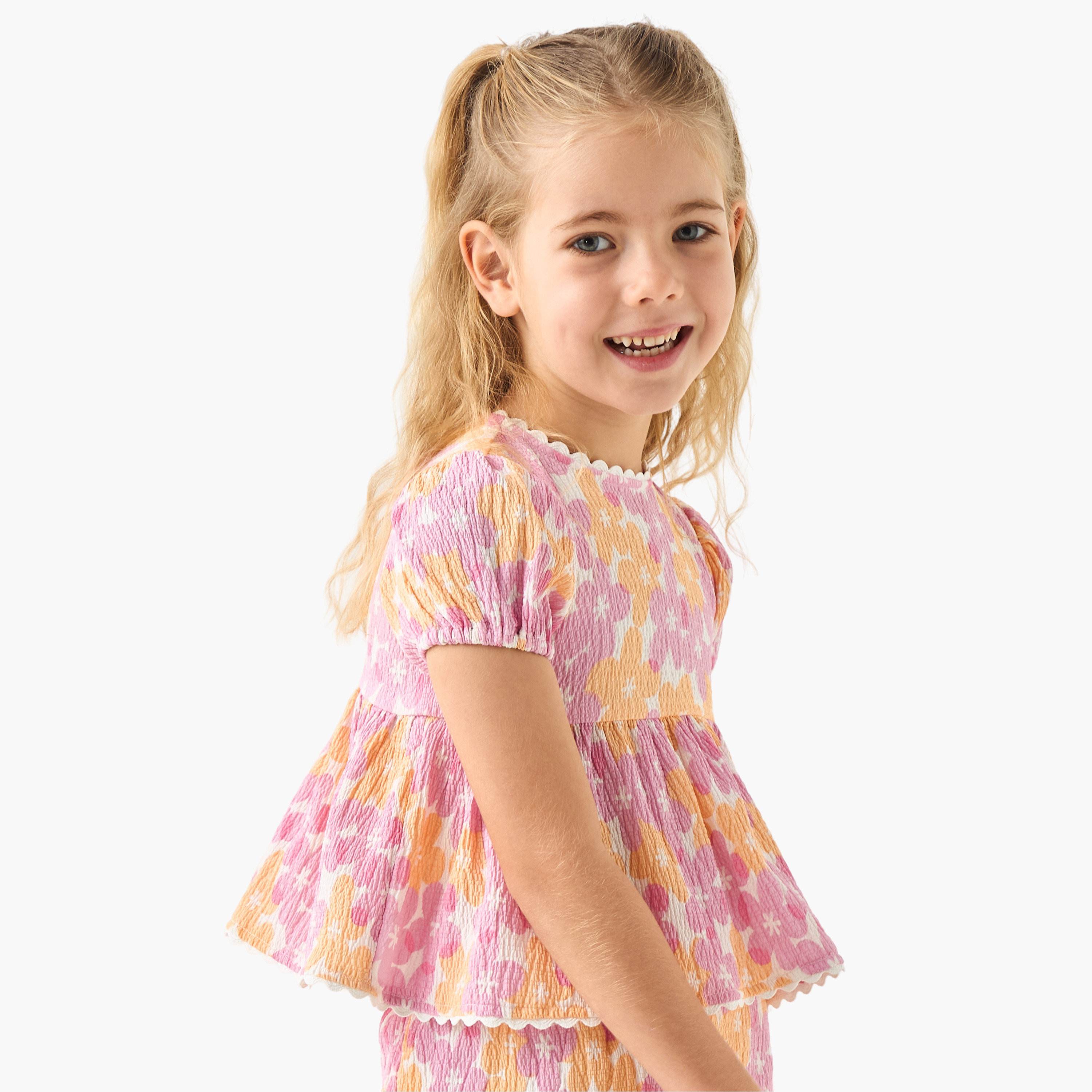 Juniors Floral Print Peplum Top and Shorts Set-girls-clothing-setsandcoords-image-2