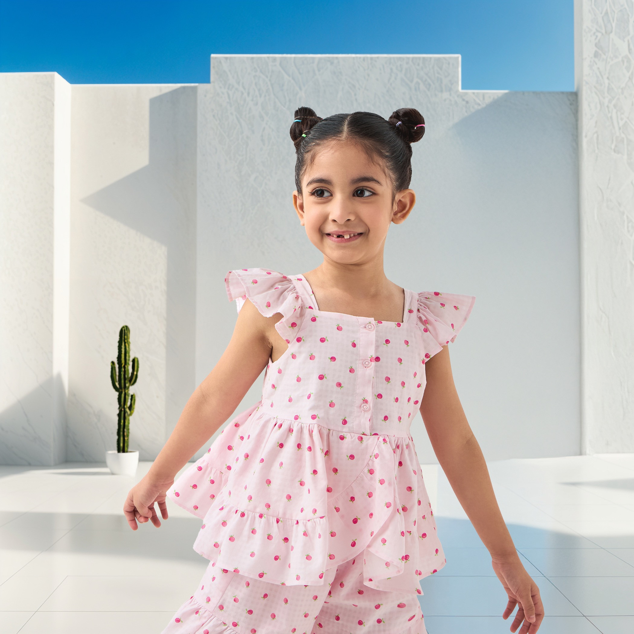 Juniors Fruit Print Sleeveless Peplum Top and Shorts Set-girls-clothing-setsandcoords-image-2