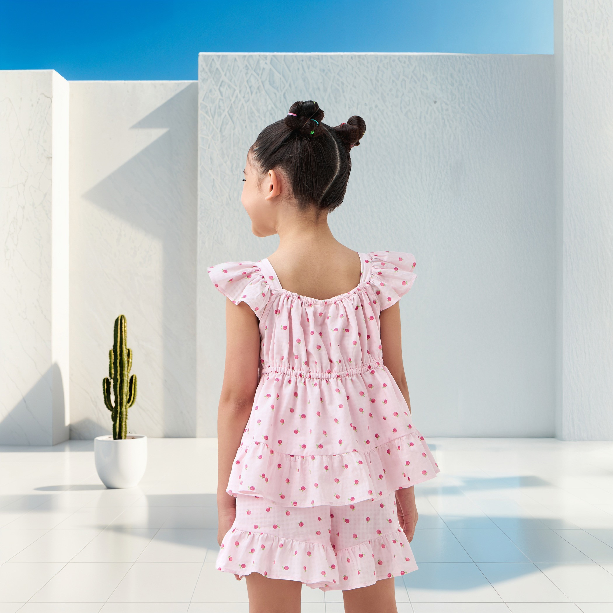 Juniors Fruit Print Sleeveless Peplum Top and Shorts Set-girls-clothing-setsandcoords-image-4