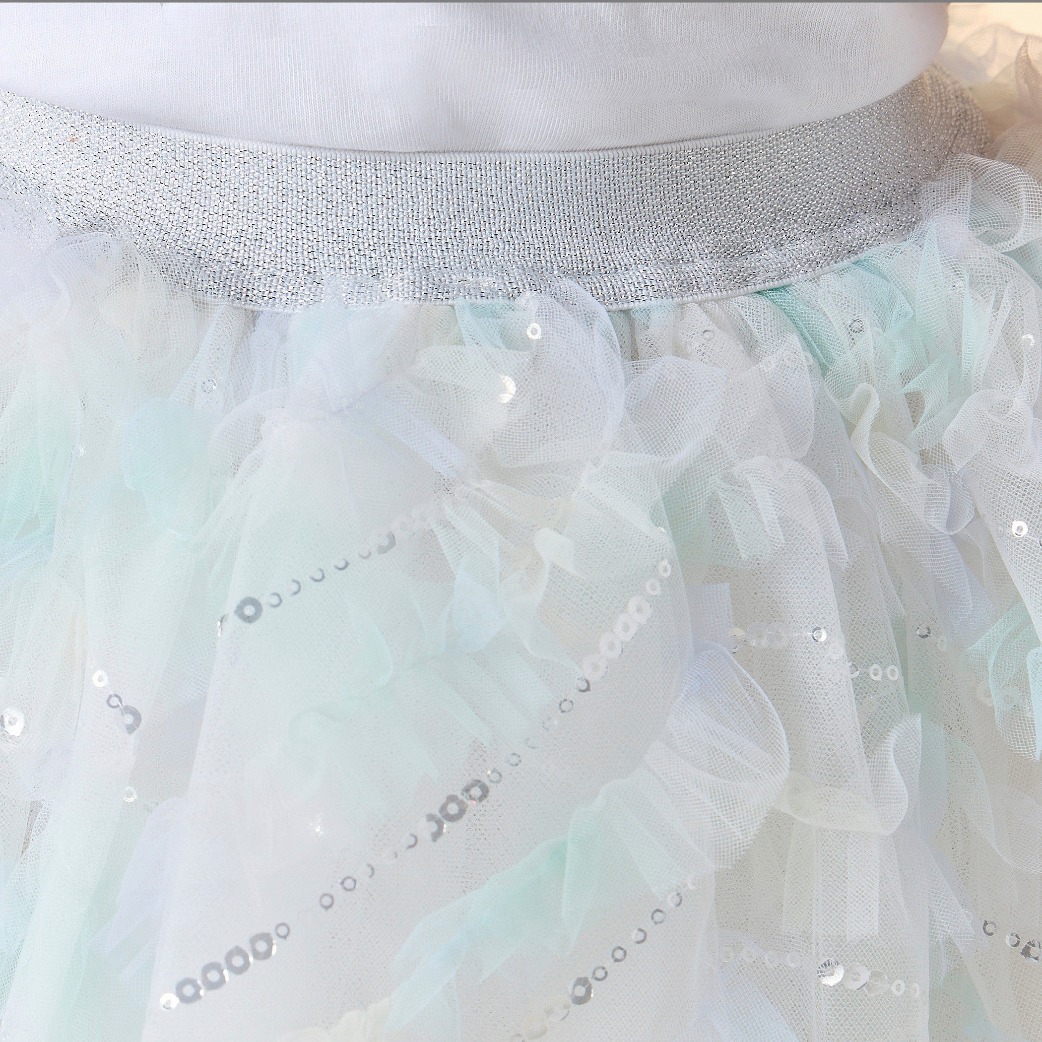 Juniors Sequinned Skirt with Ruffles and Elasticated Waistband-girls-clothing-bottoms-skirts-image-4