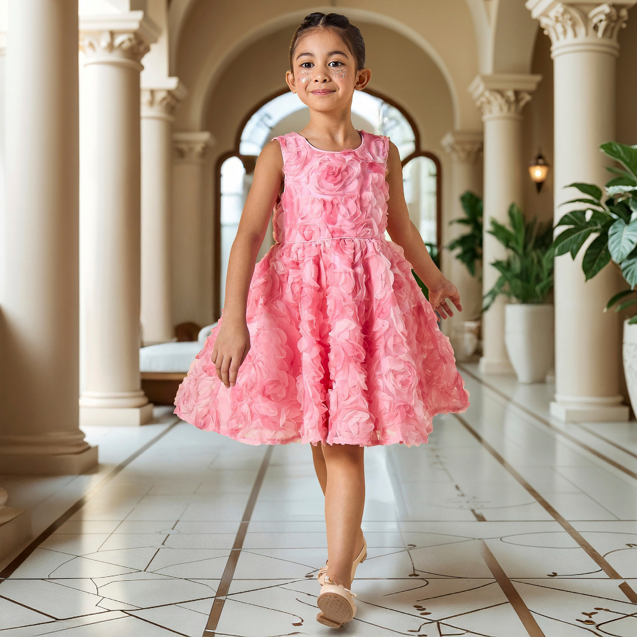 فستان بلا أكمام مزين بالزهور من جونيورز-girls-clothing-dressesandjumpsuits-image-2