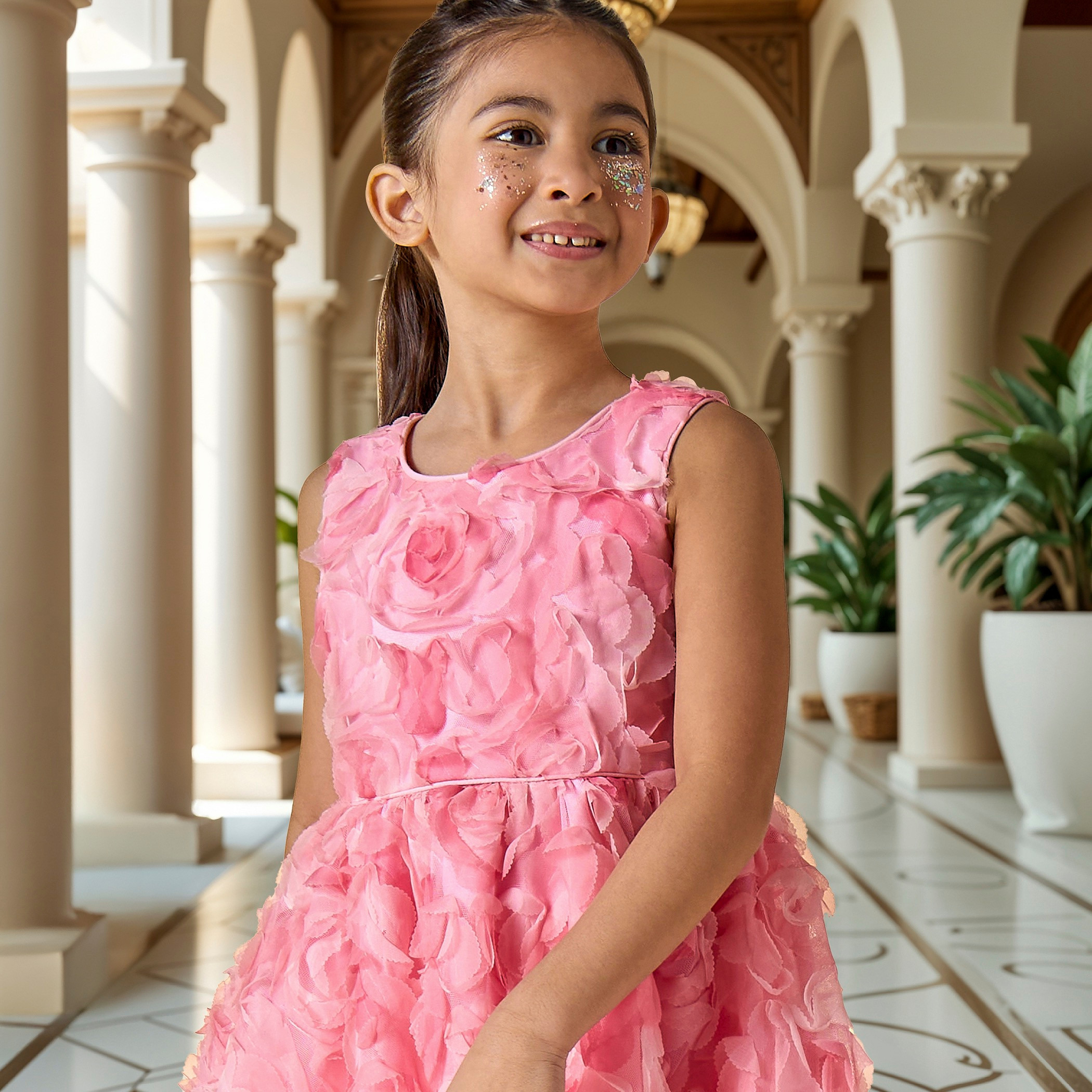 فستان بلا أكمام مزين بالزهور من جونيورز-girls-clothing-dressesandjumpsuits-image-5