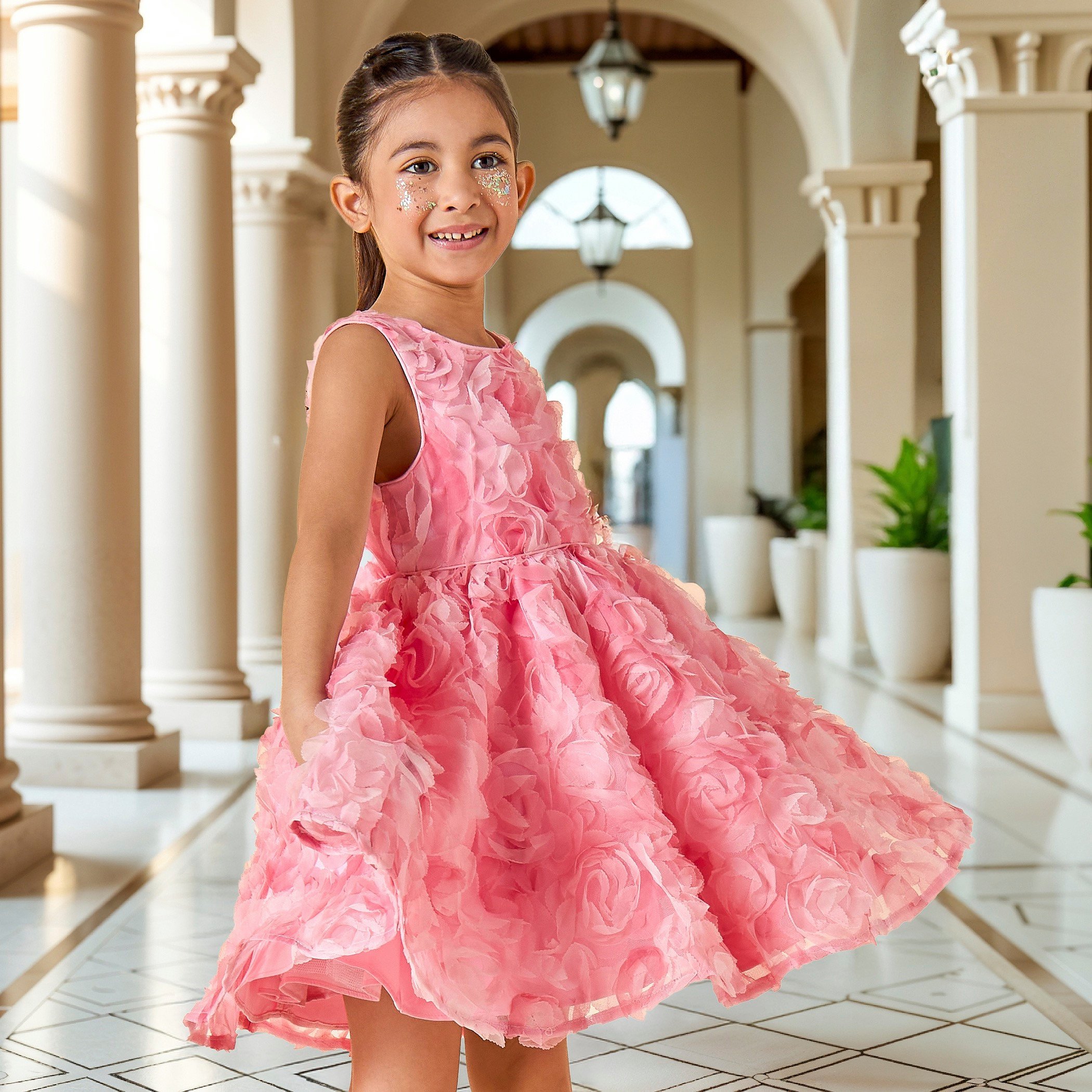 فستان بلا أكمام مزين بالزهور من جونيورز-girls-clothing-dressesandjumpsuits-image-6